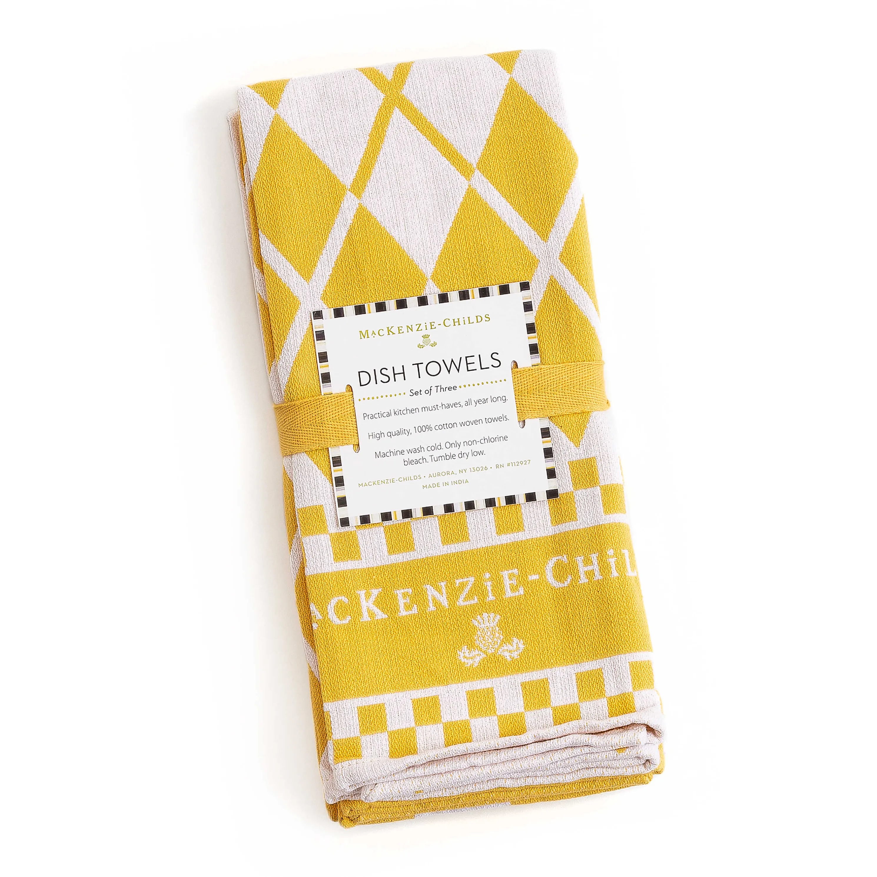 Argyle Dish Towels - Yellow - Set Of 3