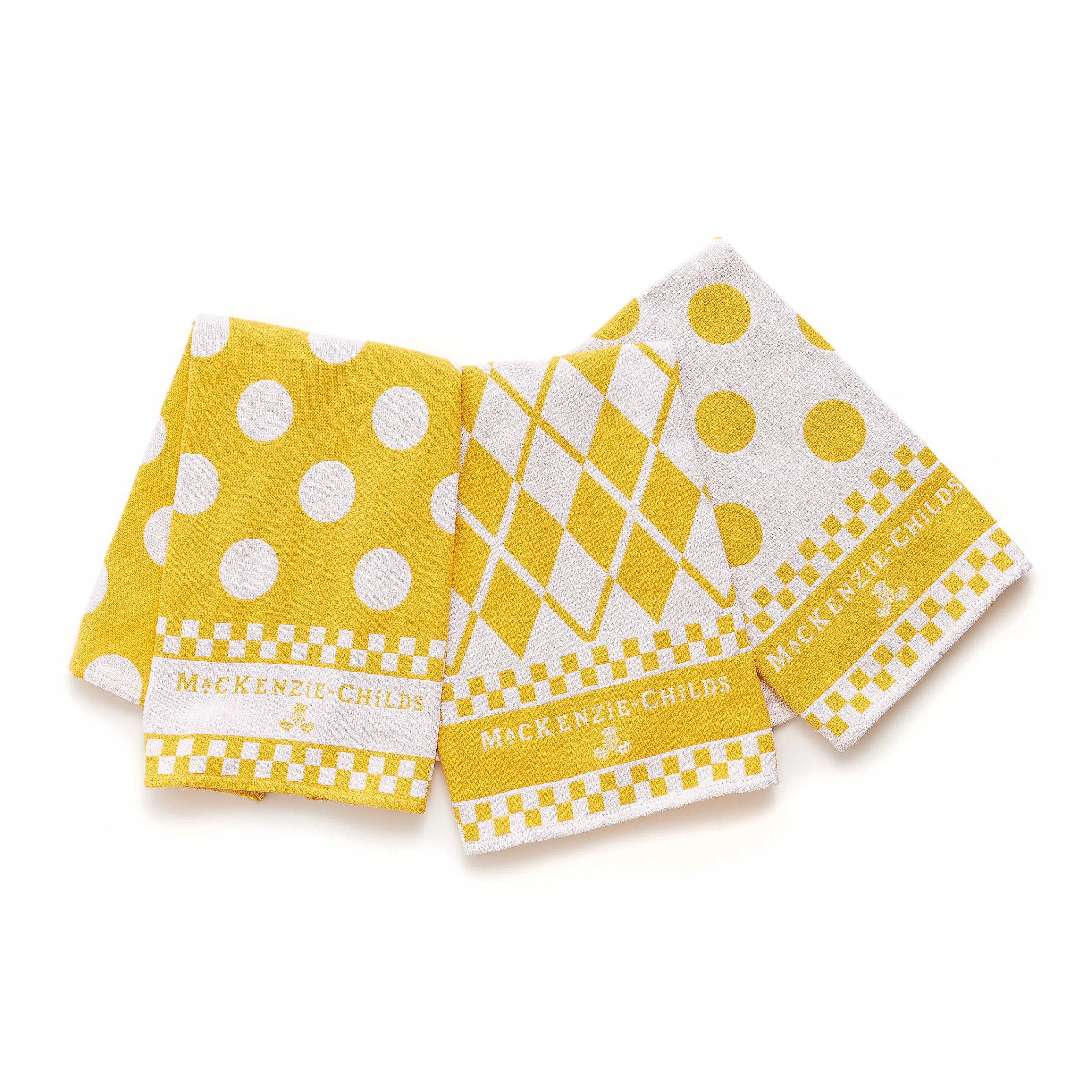 Argyle Dish Towels - Yellow - Set Of 3