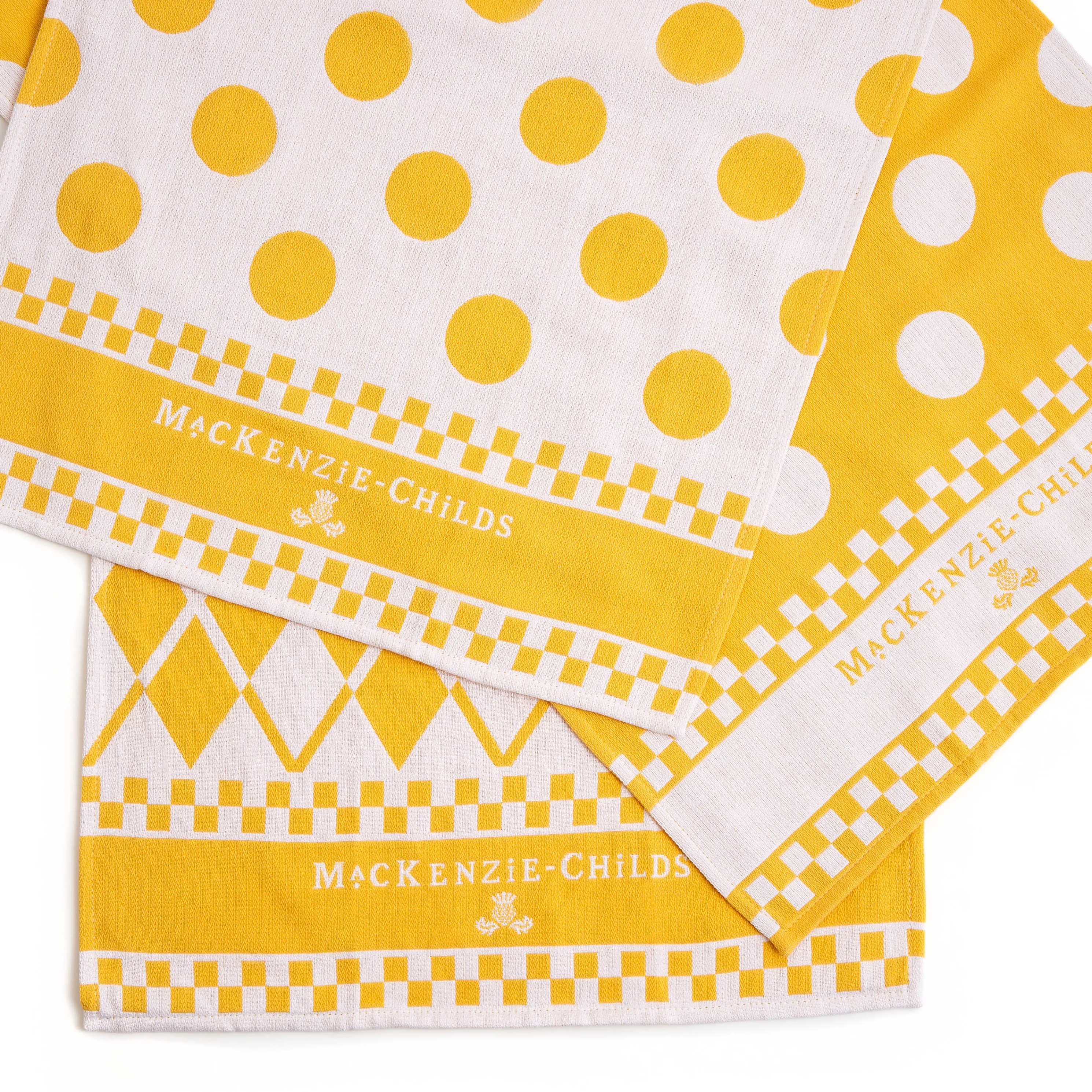 Argyle Dish Towels - Yellow - Set Of 3