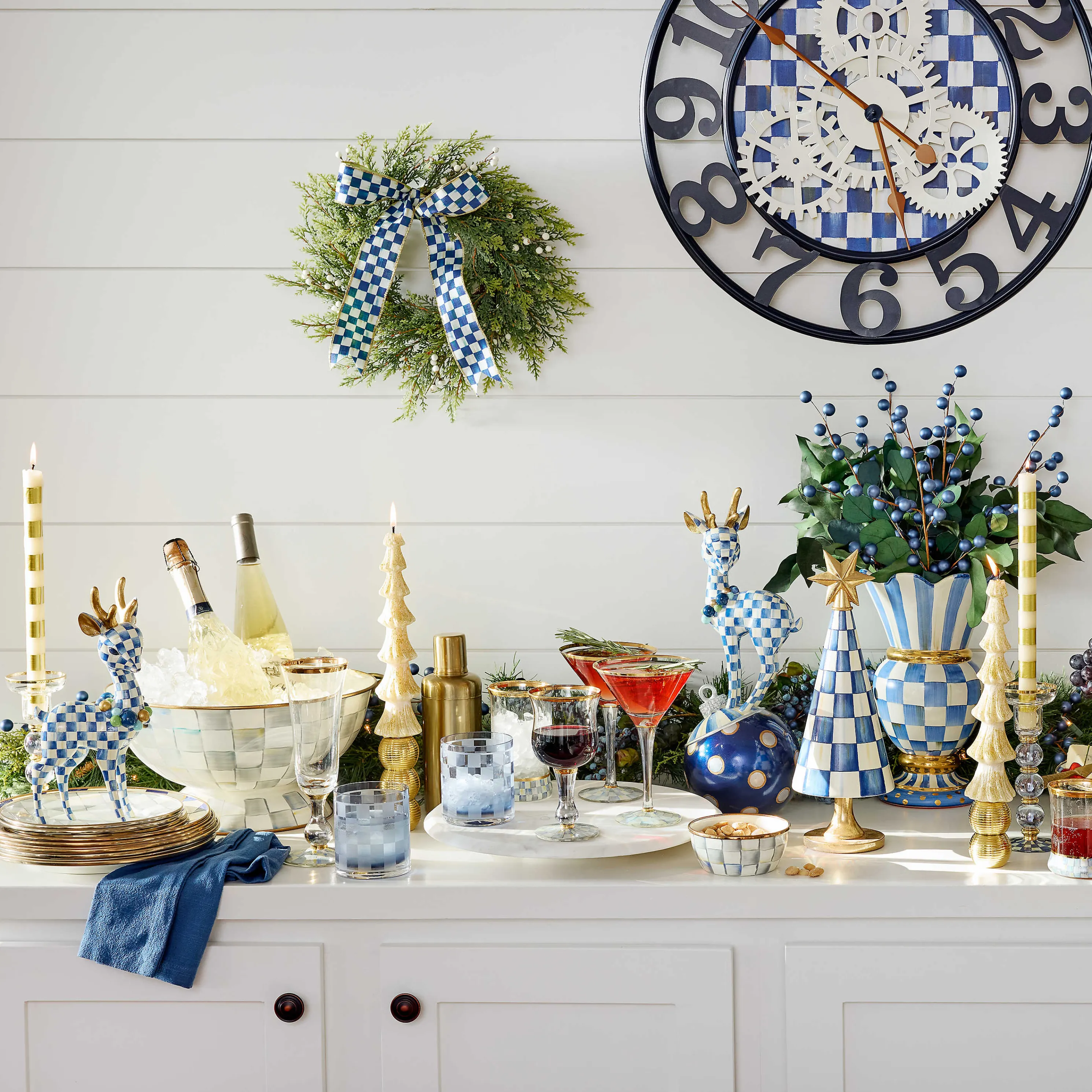 Bands Dinner Candles - Gold - Set Of 2