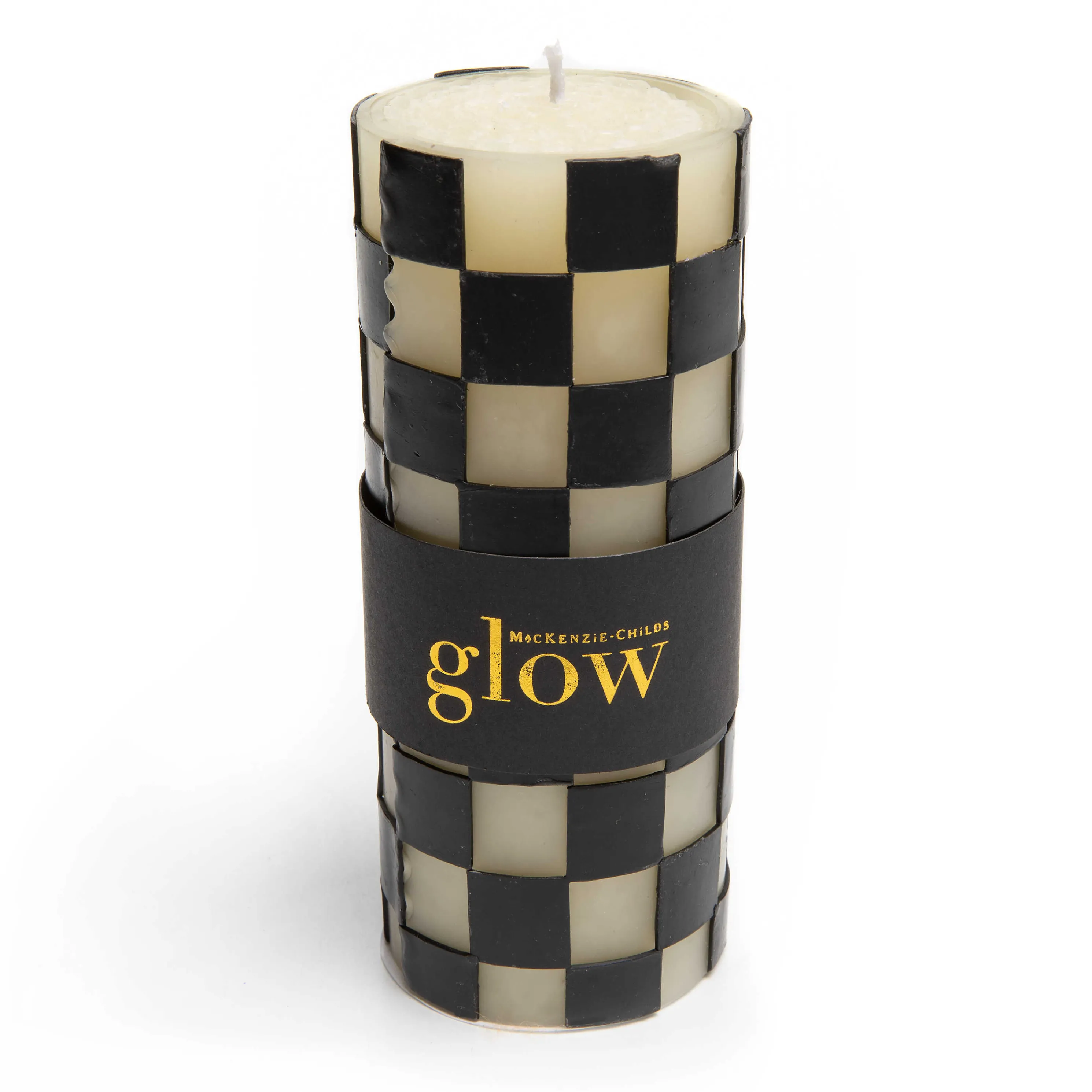 Check Pillar Candle - 6" - Black