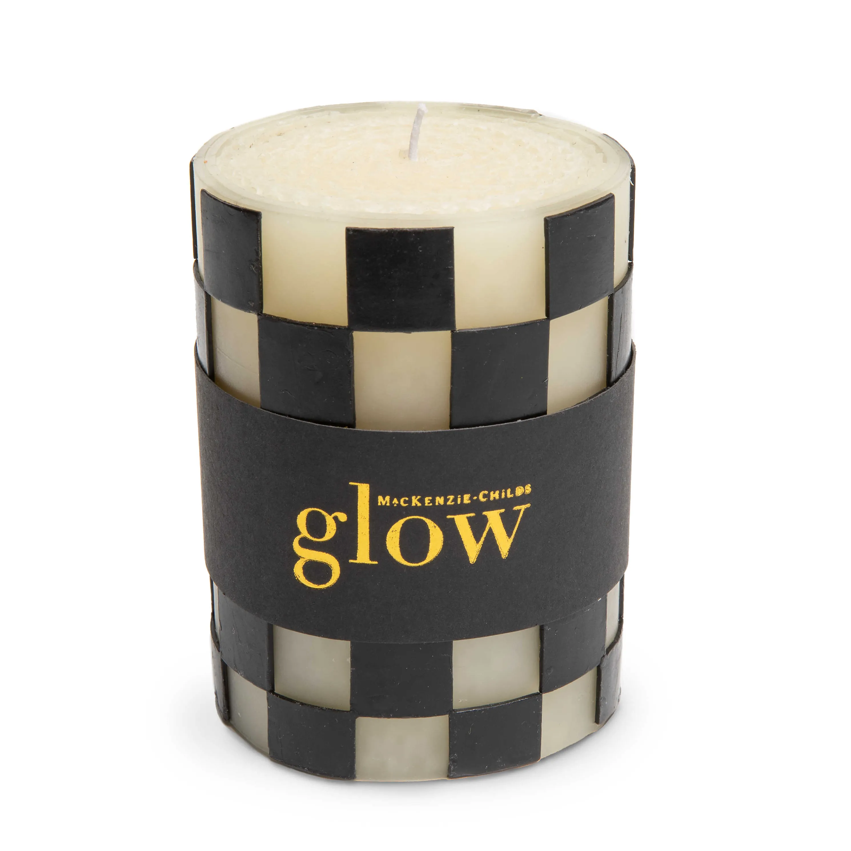 Check Pillar Candle - 4" - Black