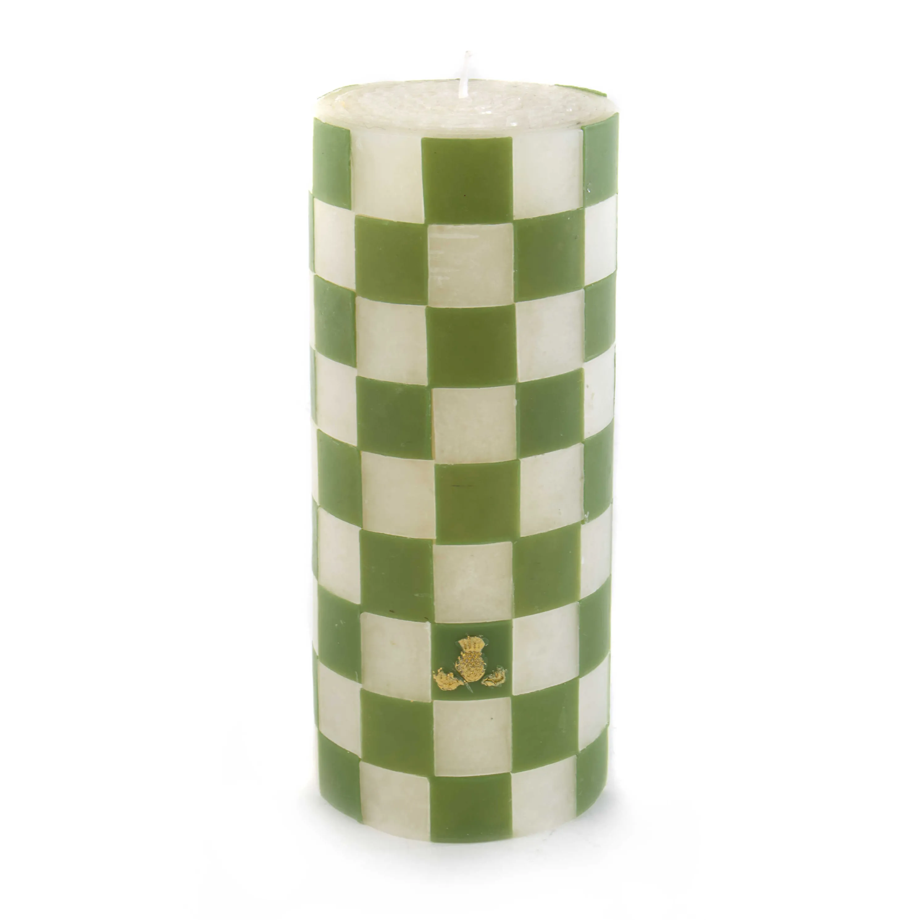 Check Pillar Candle - 6" - Green