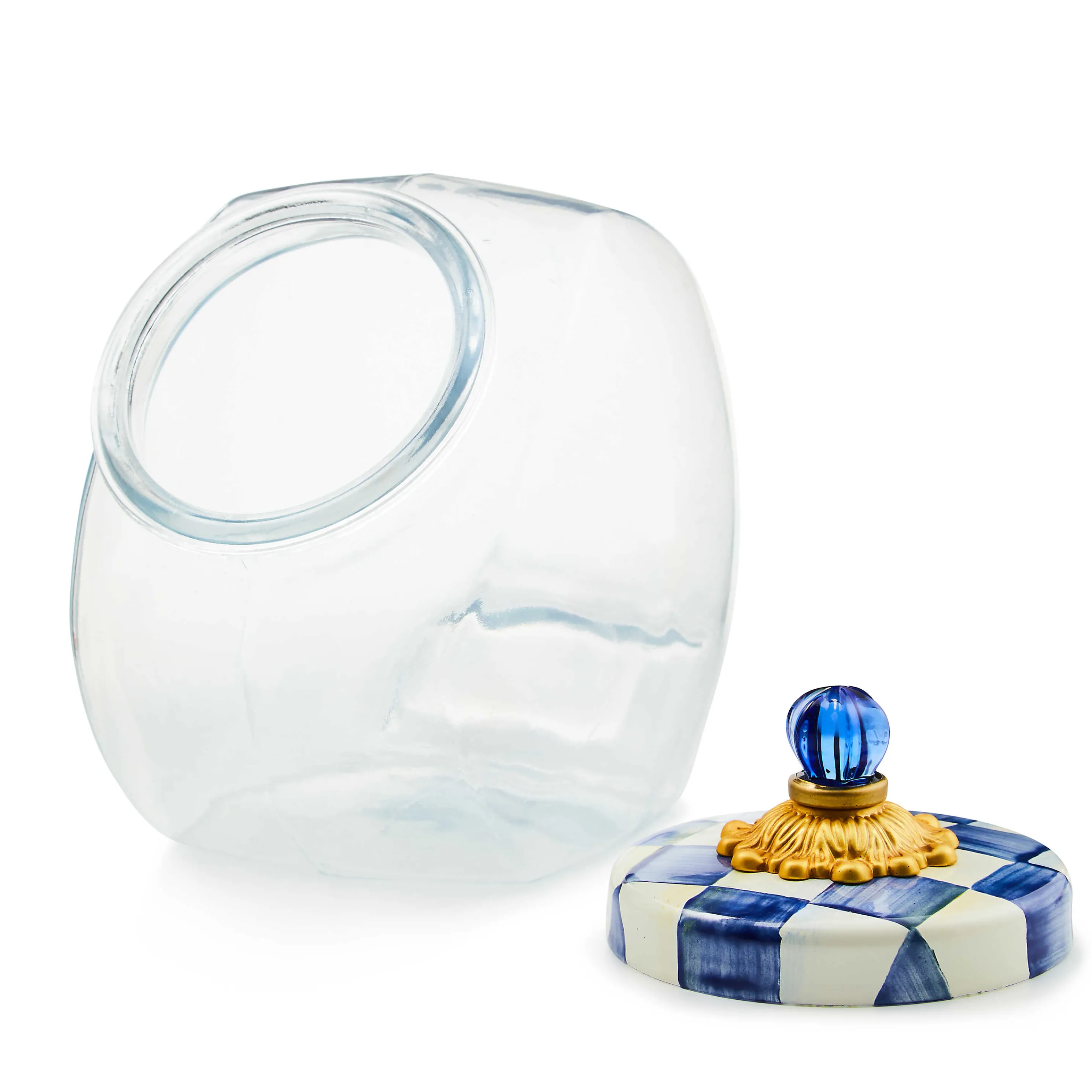 Cookie Jar With Royal Check Enamel Lid