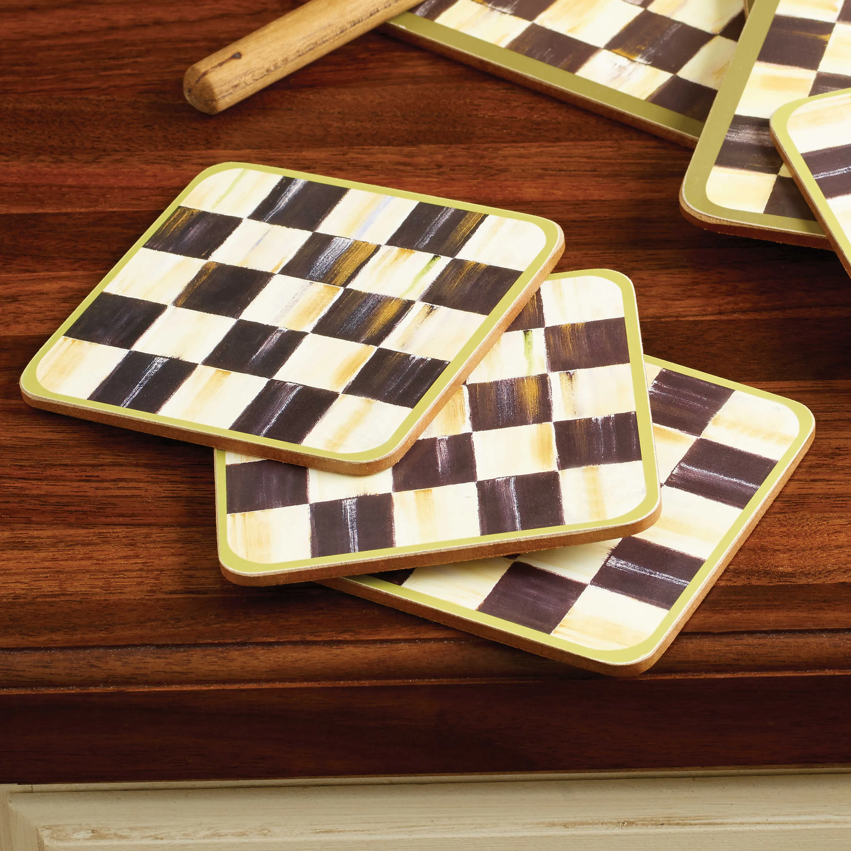 Courtly Check Cork Back Coasters - Set Of 4