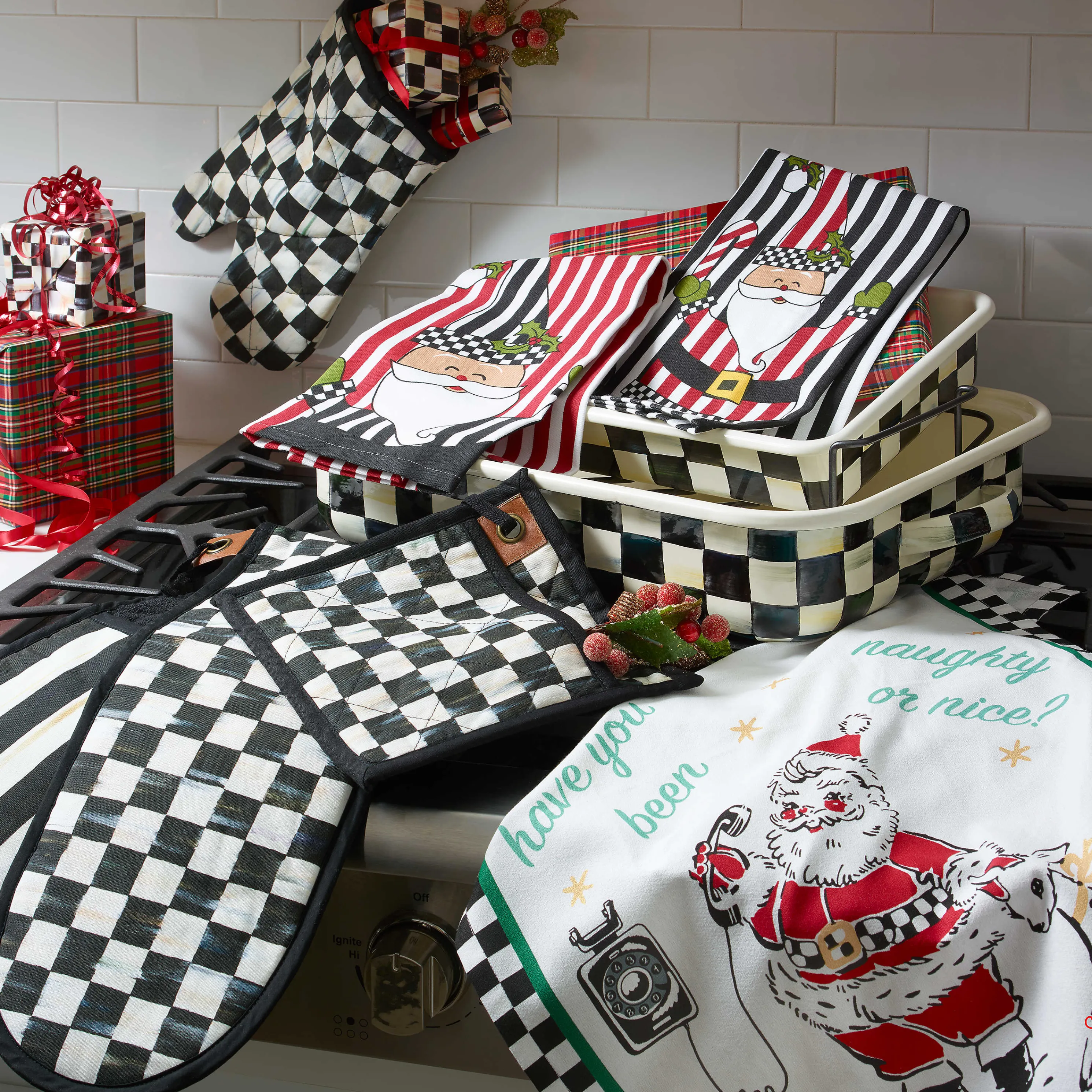 Courtly Check Double Oven Mitt - Large