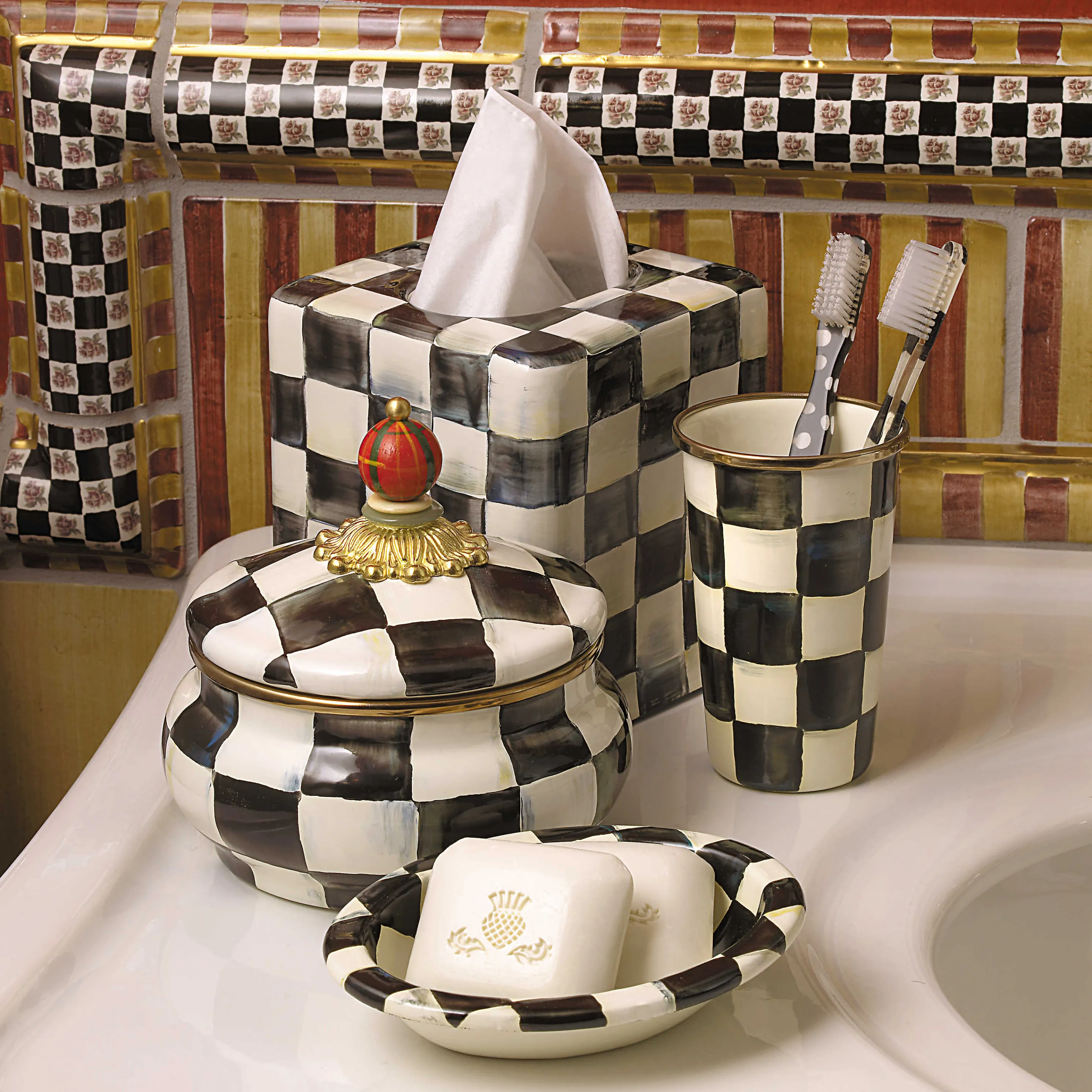 Courtly Check Enamel Boutique Tissue Box Cover