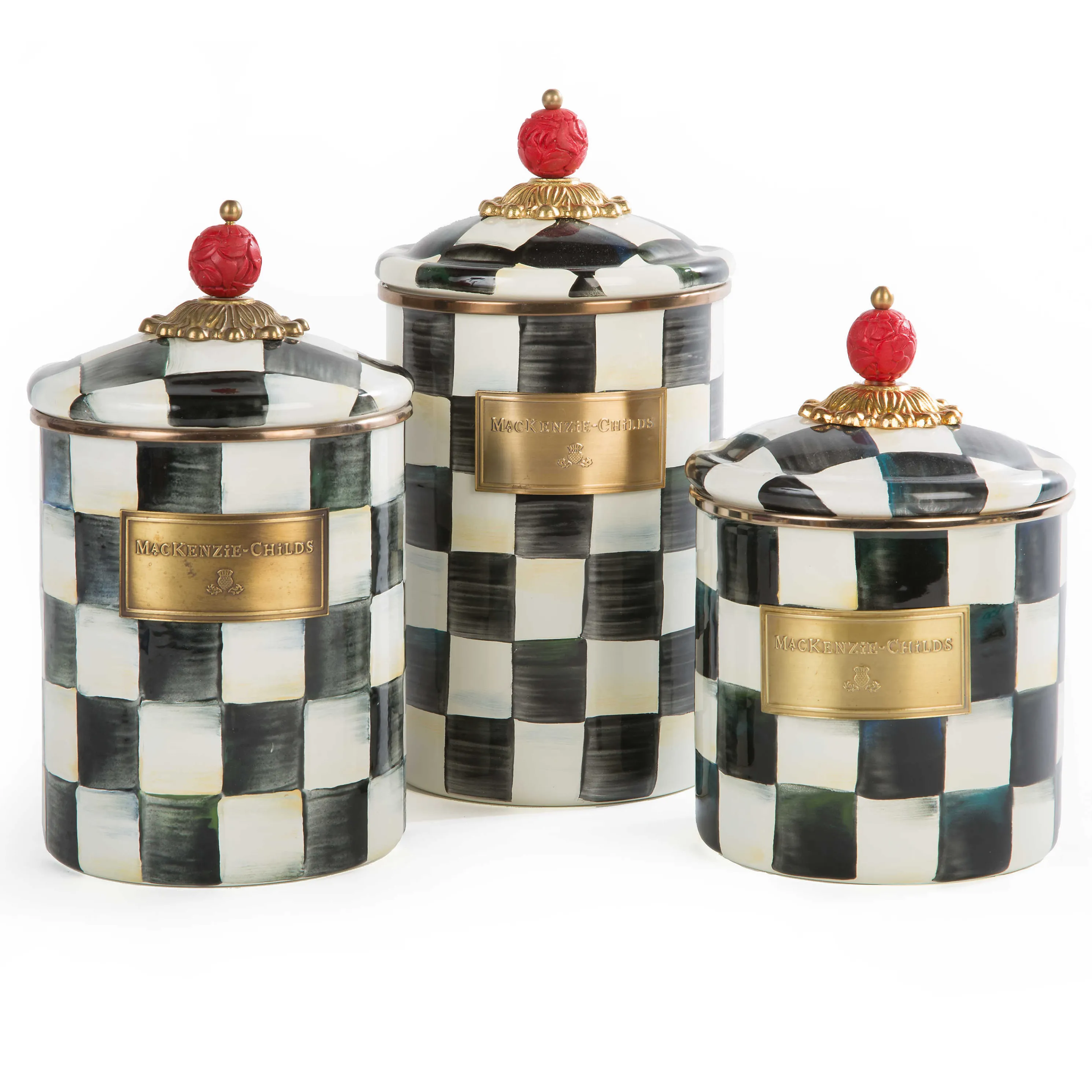 Courtly Check Enamel Canister - Small