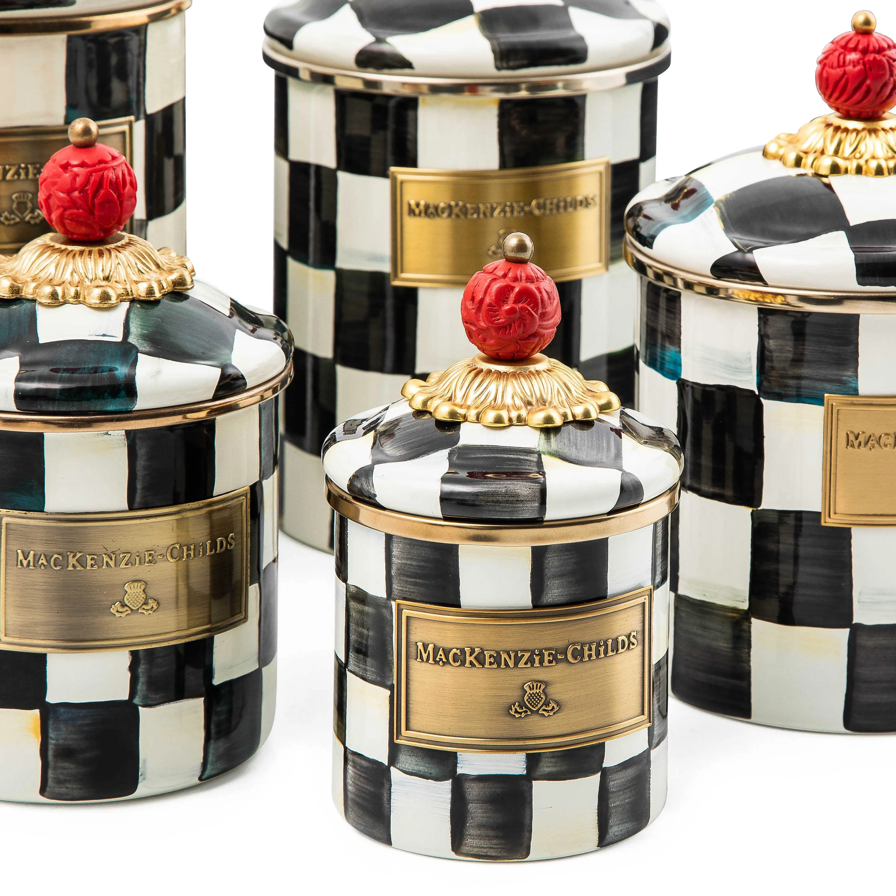 Courtly Check Enamel Canister - Small