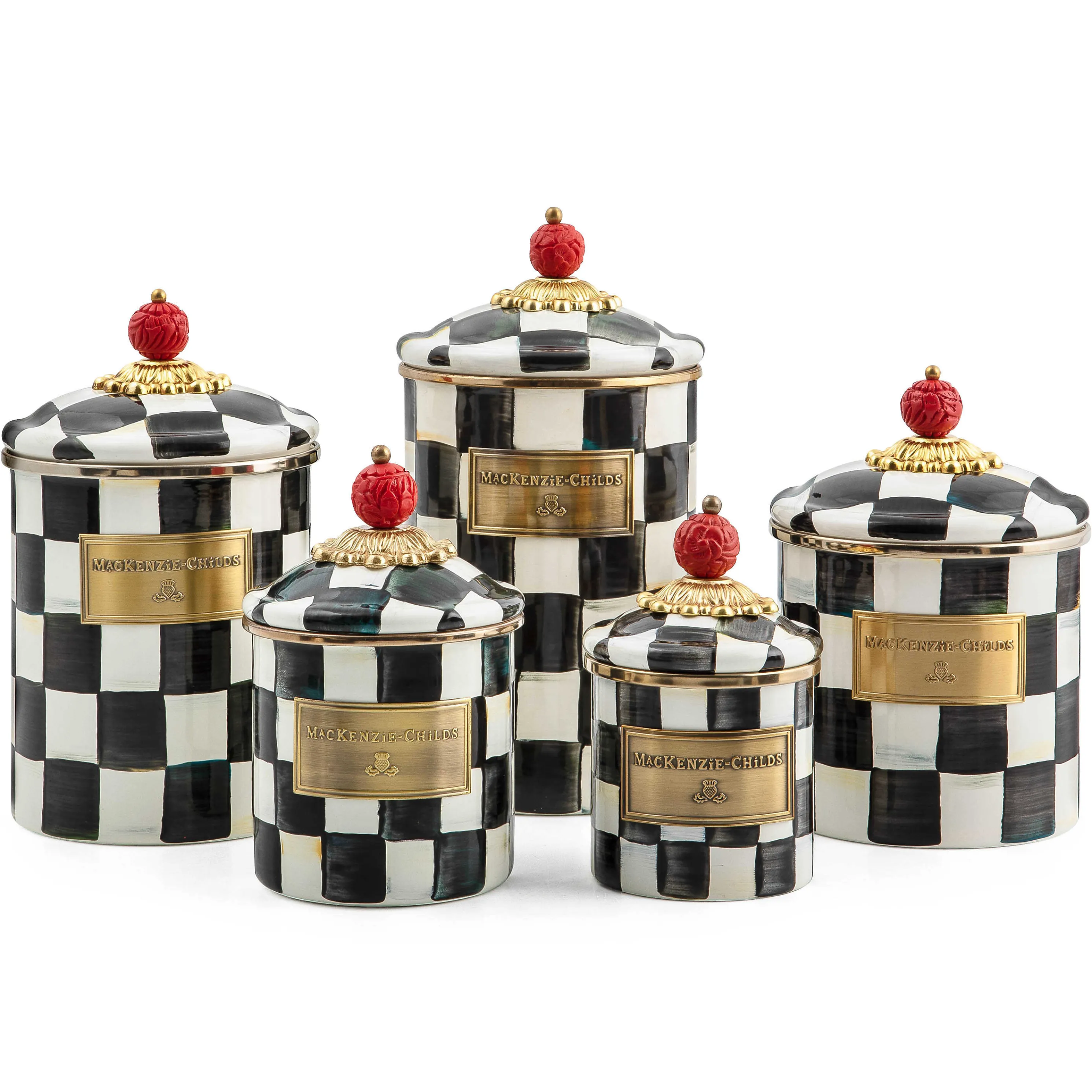 Courtly Check Enamel Canister - Mini
