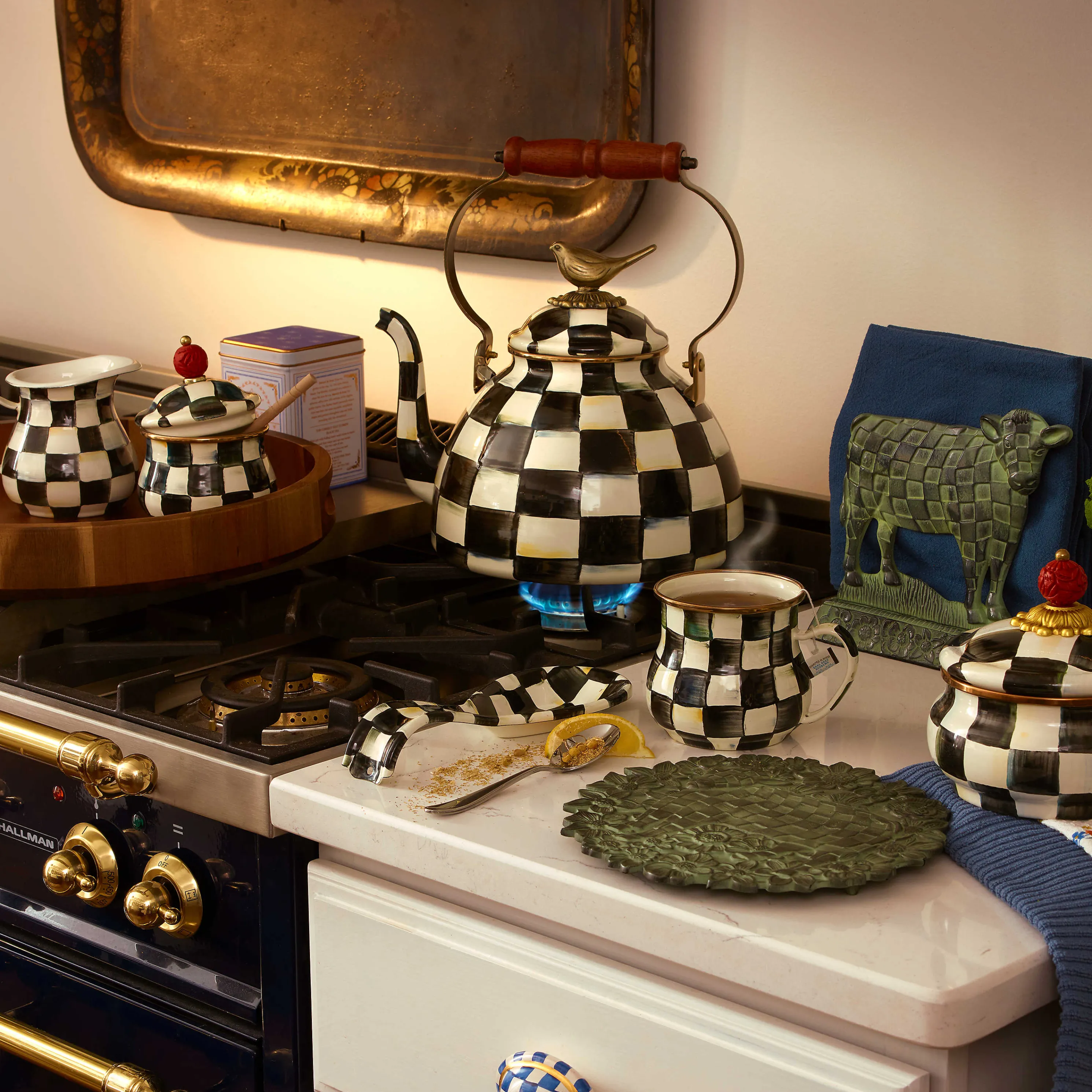 Courtly Check Enamel Mug