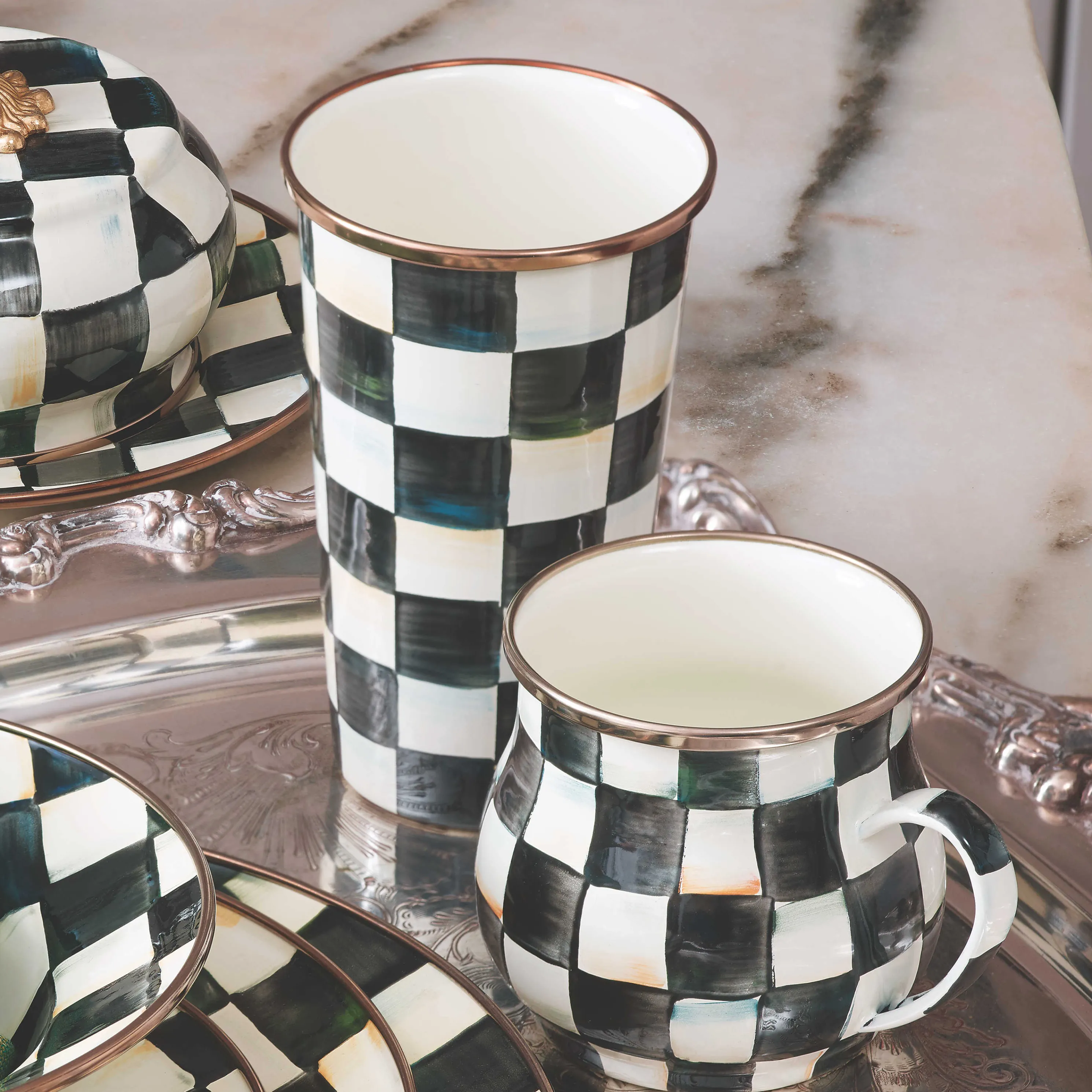Courtly Check Enamel Mug