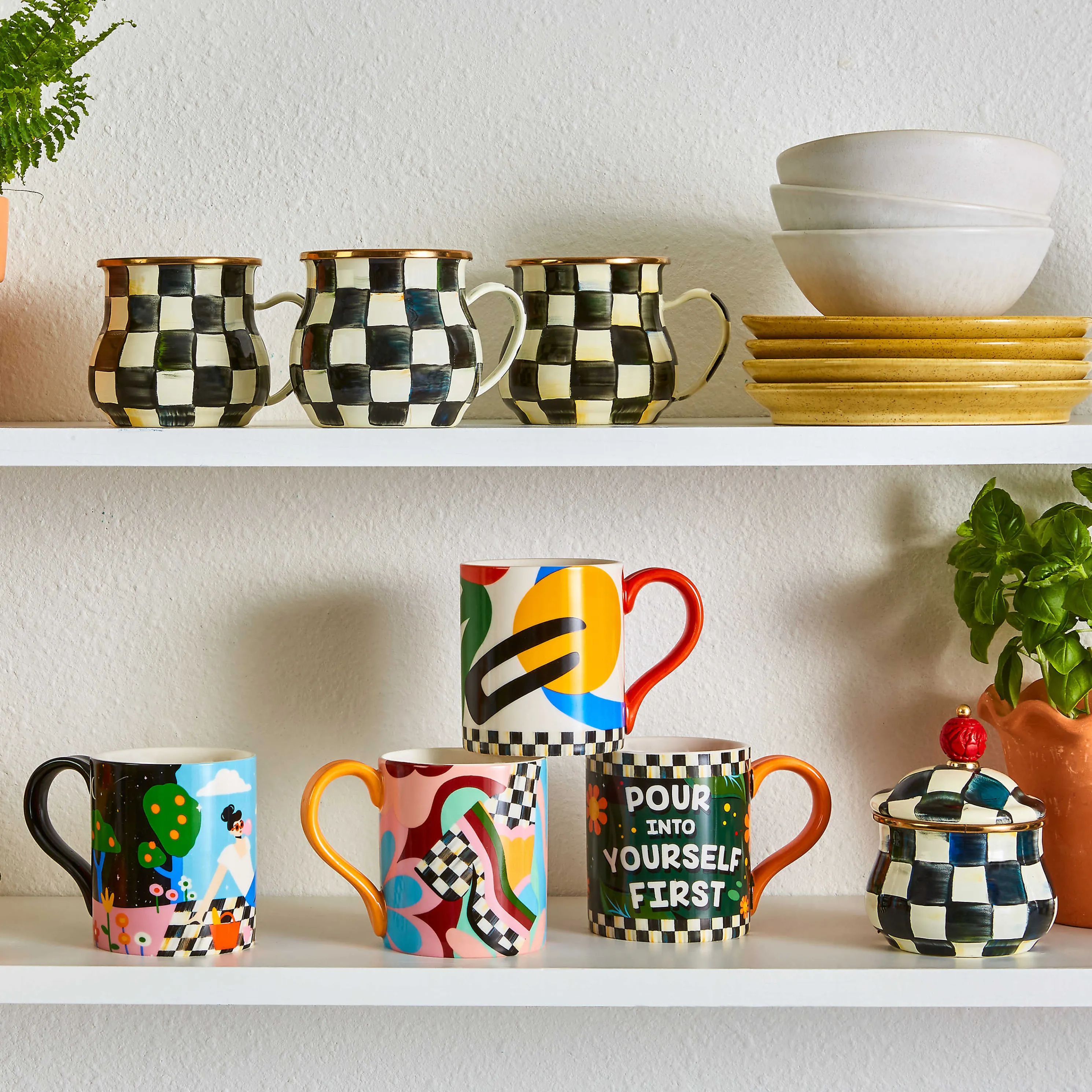 Courtly Check Enamel Mug