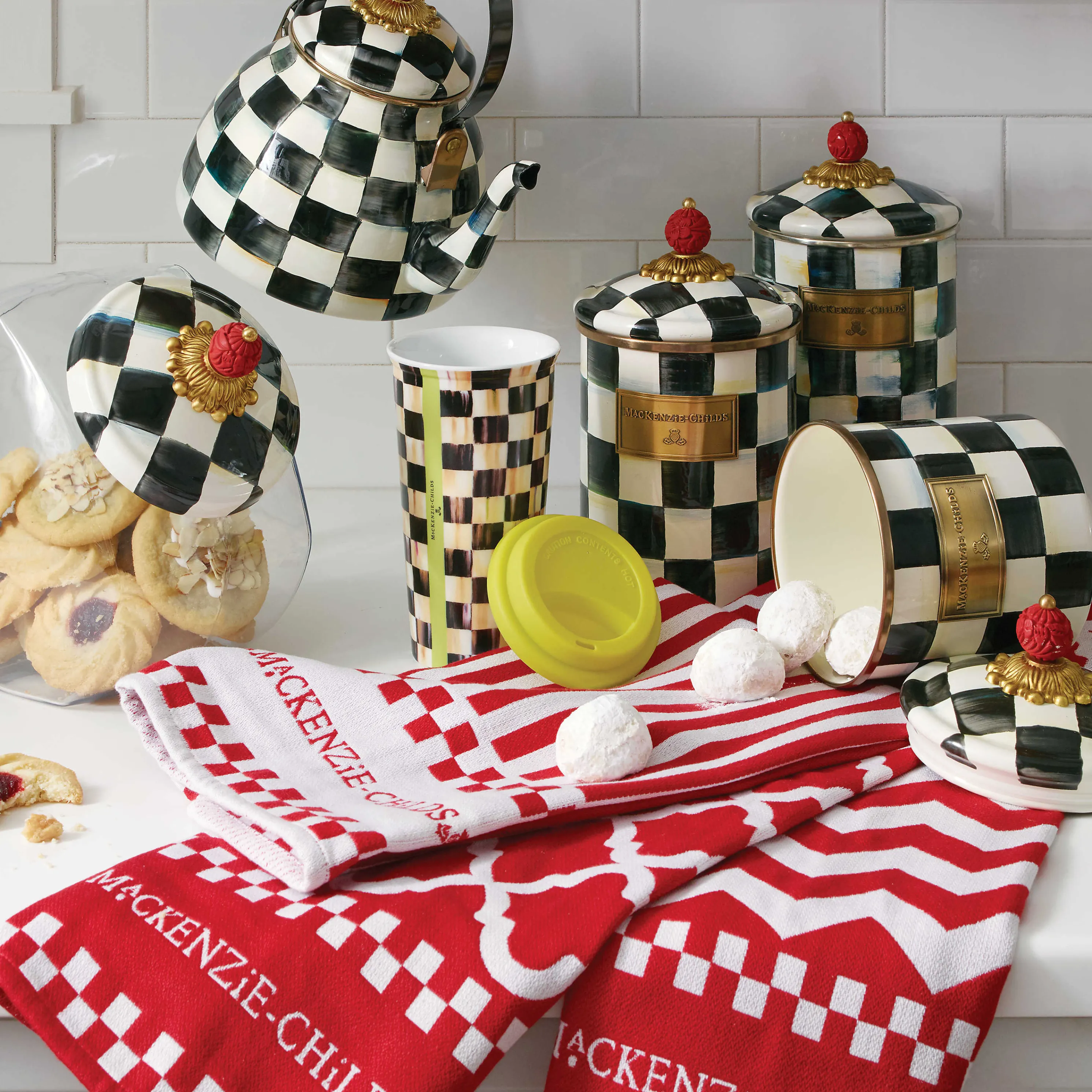 Courtly Check Enamel Canister - Medium