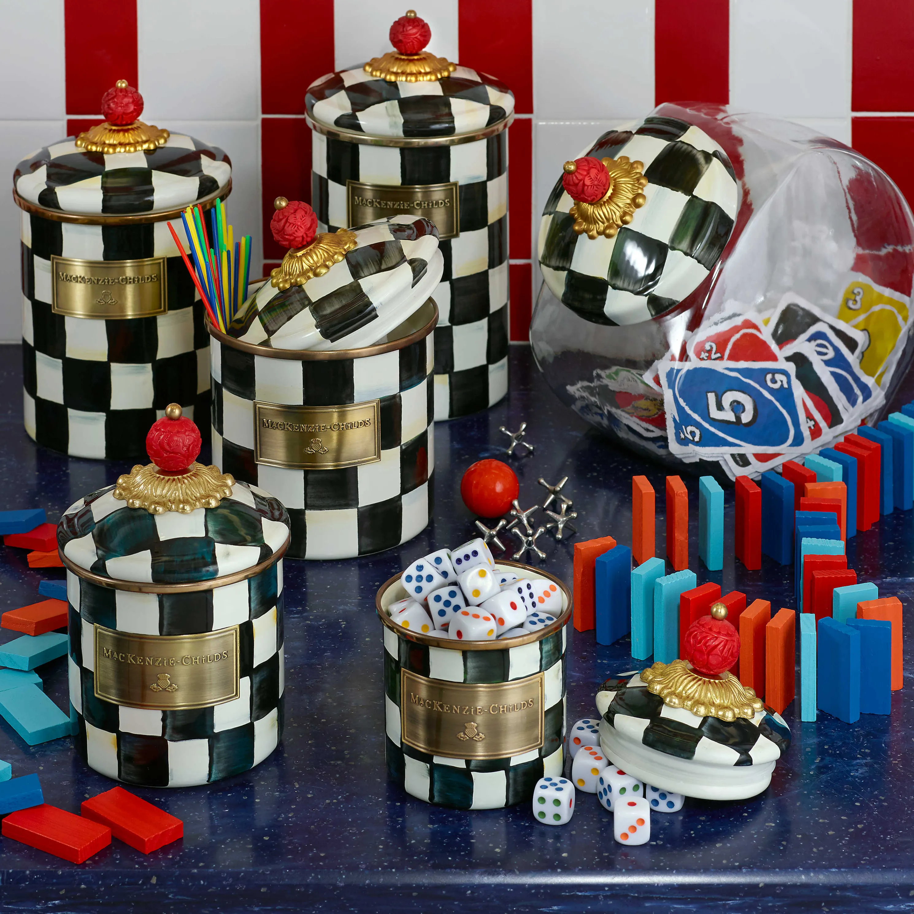 Courtly Check Enamel Canister - Medium