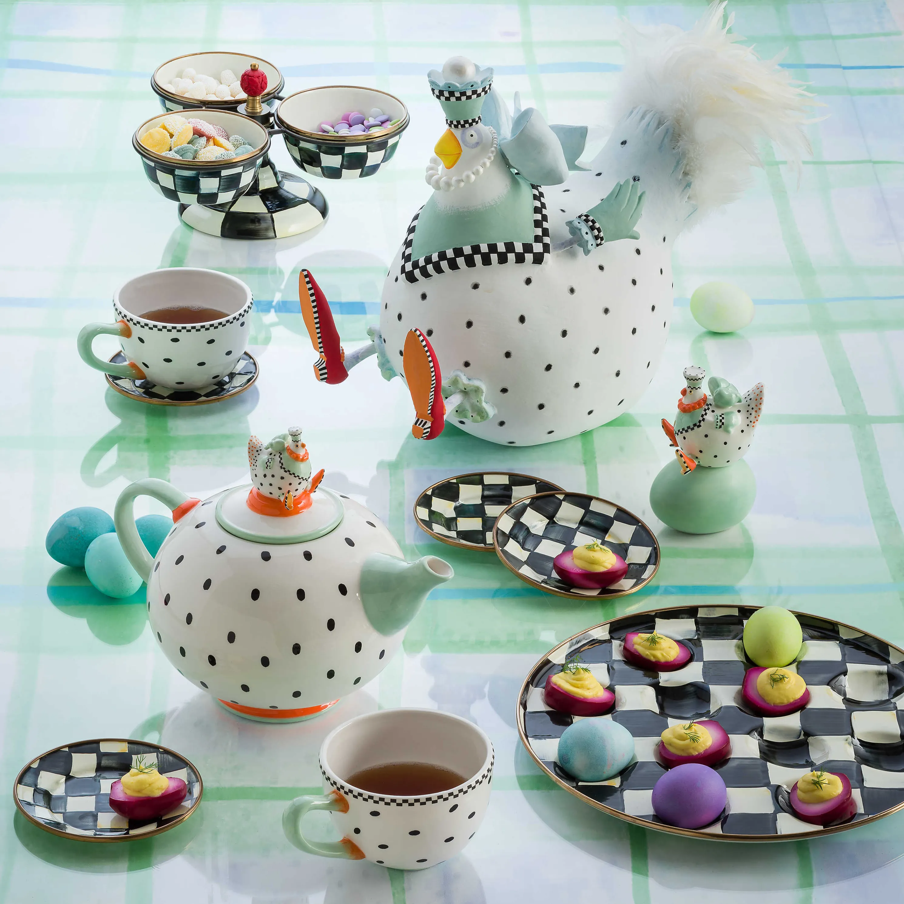 Courtly Check Enamel Egg Plate