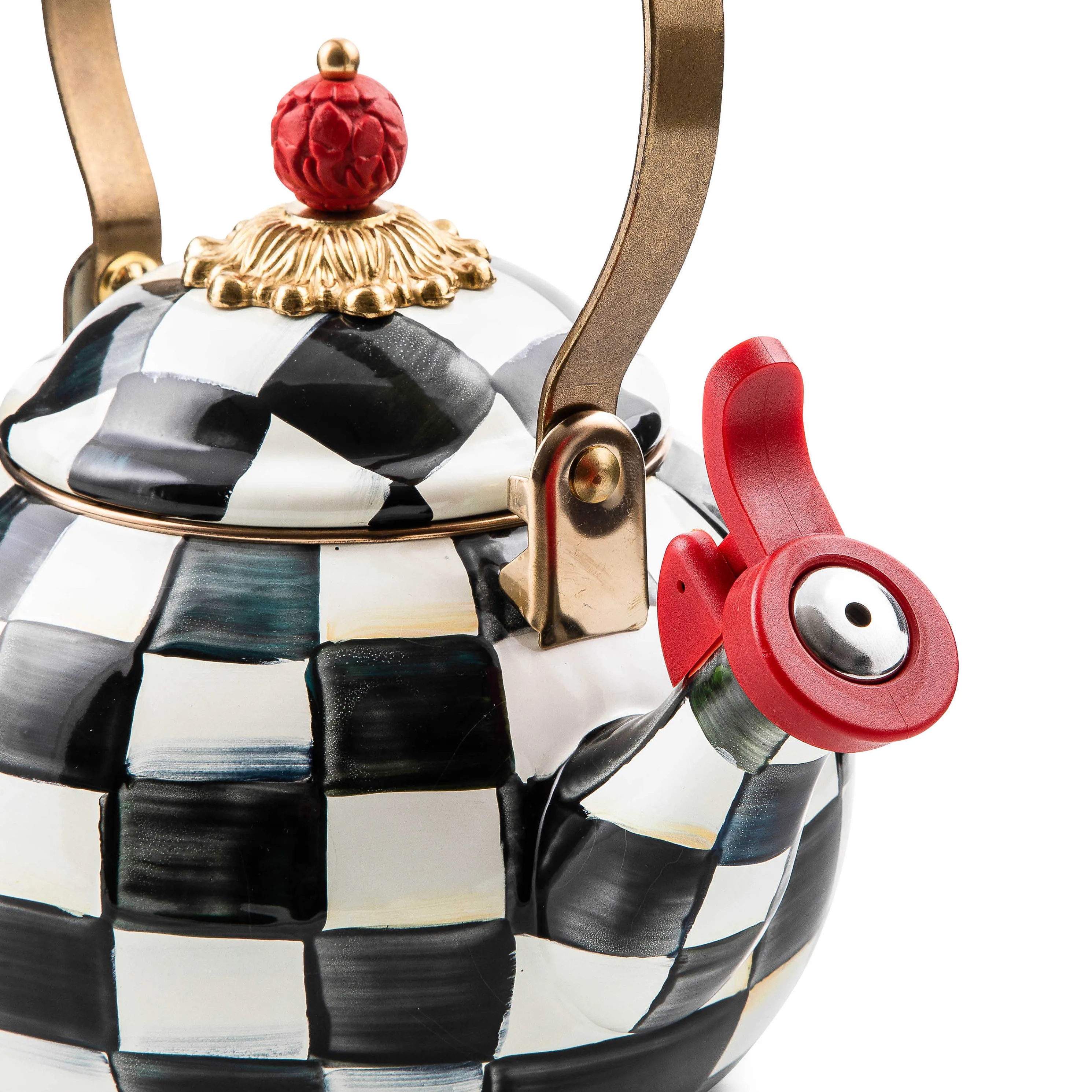 Courtly Check Enamel Whistling Tea Kettle