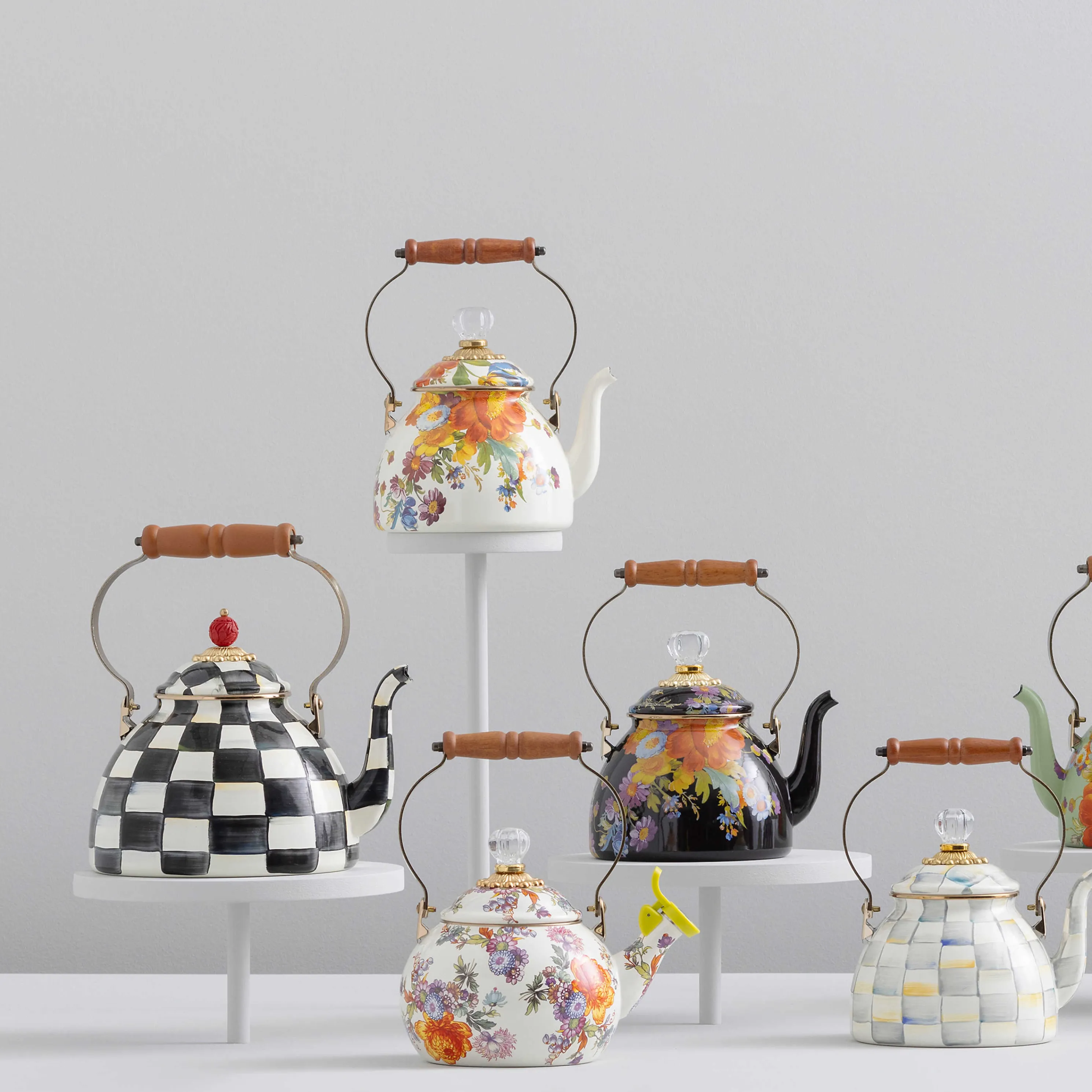 Courtly Check Enamel Whistling Tea Kettle