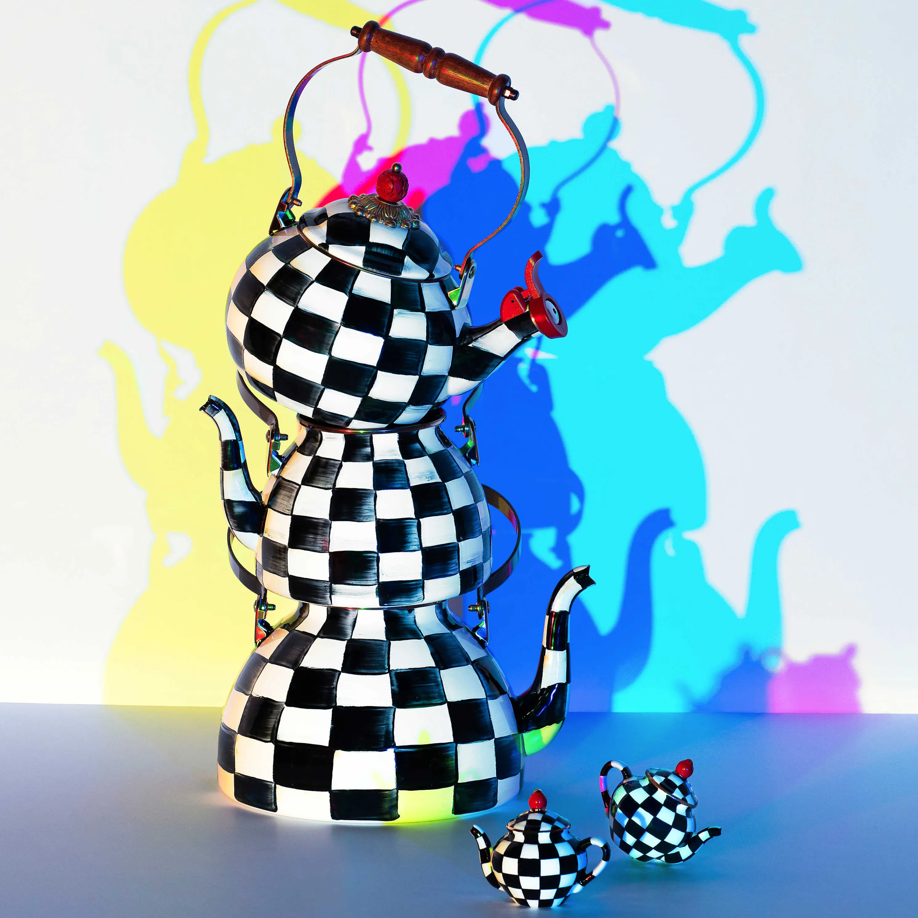 Courtly Check Enamel Whistling Tea Kettle