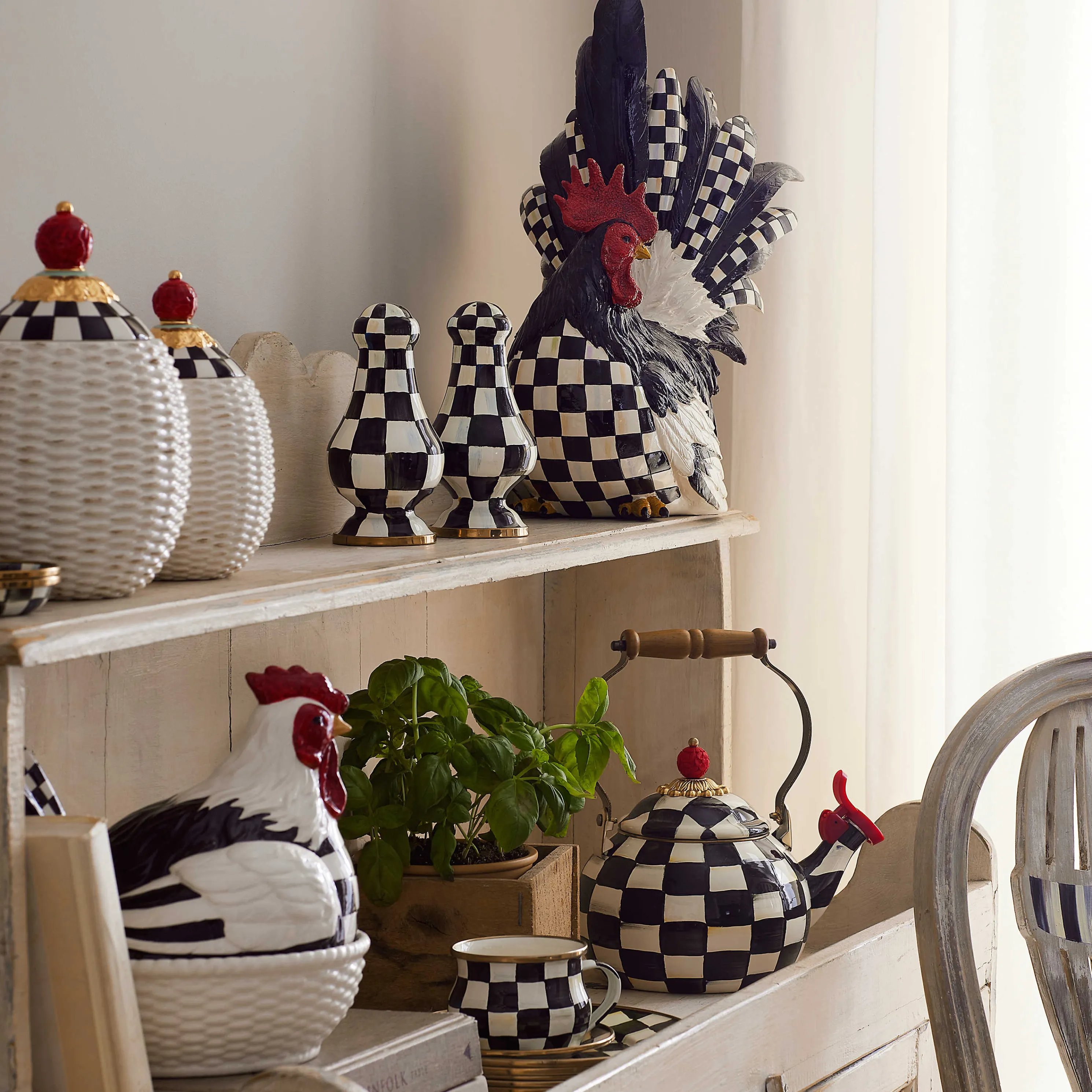 Courtly Check Enamel Whistling Tea Kettle