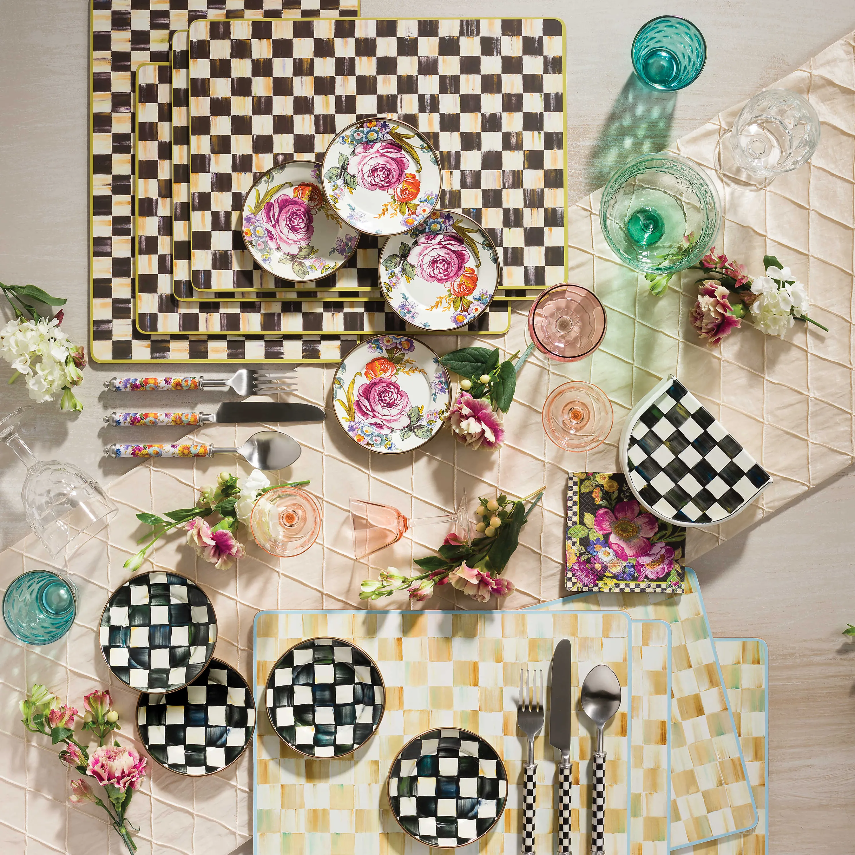 Courtly Check Enamel Appetizer Plates - Set Of 4