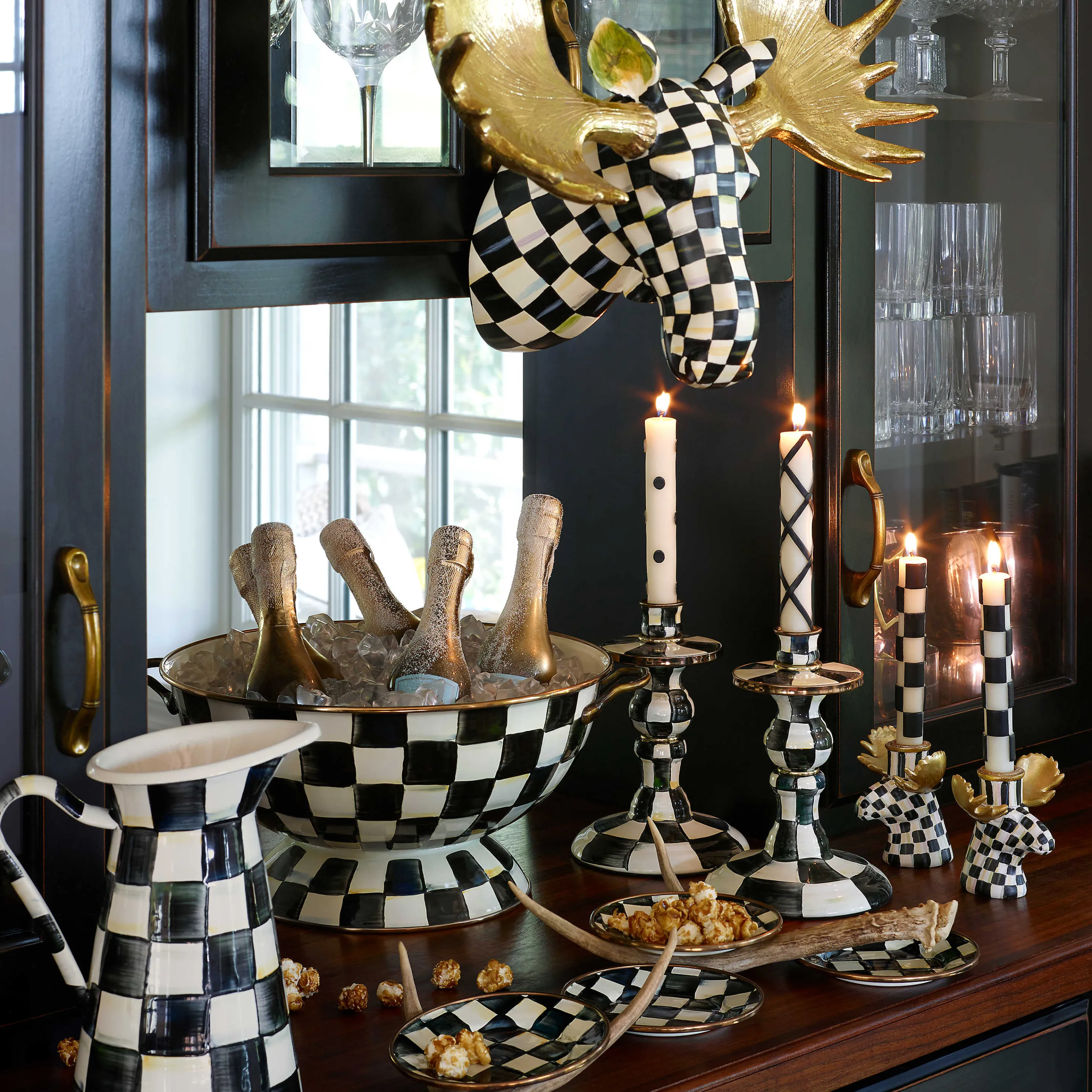 Courtly Check Enamel Appetizer Plates - Set Of 4