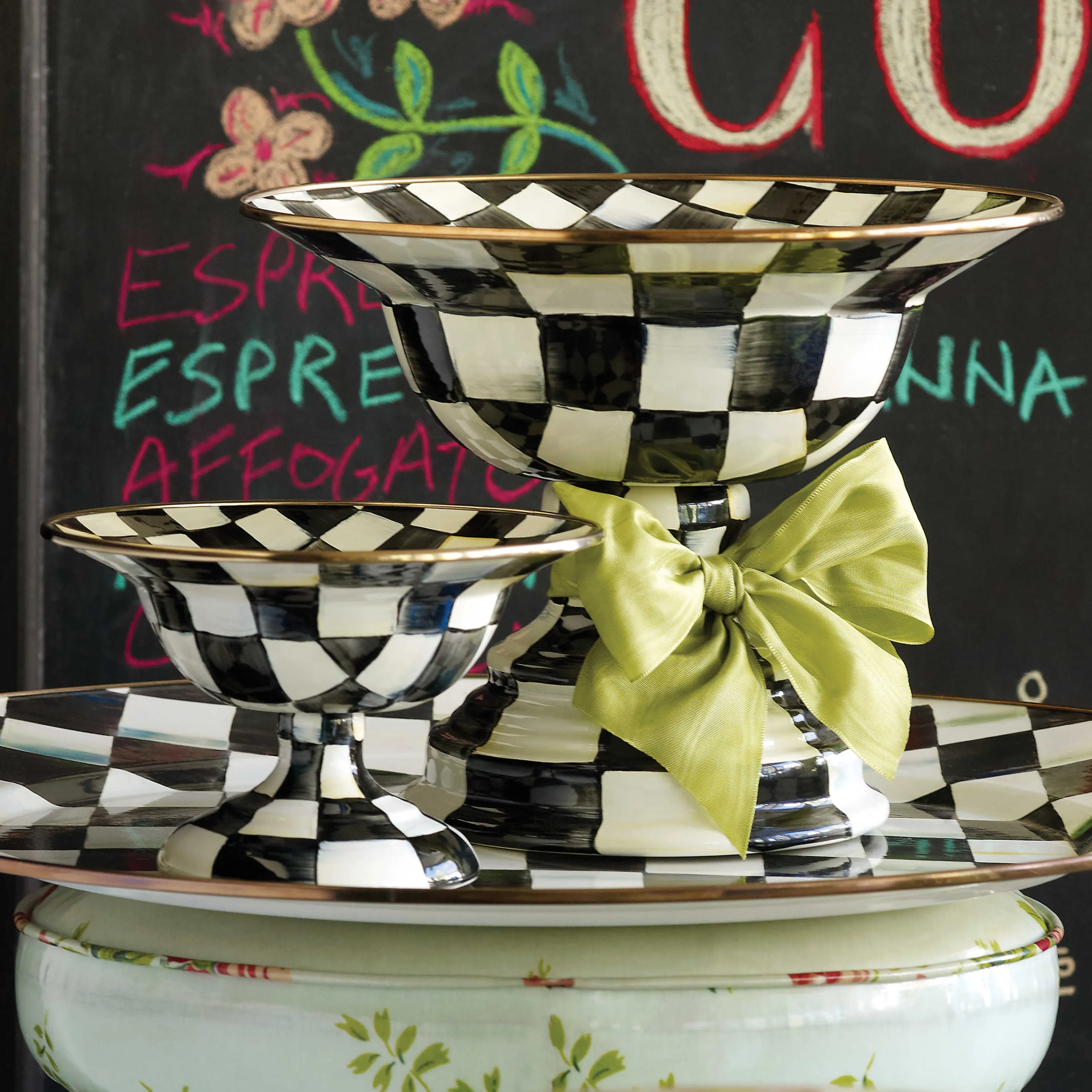 Courtly Check Enamel Compote - Small