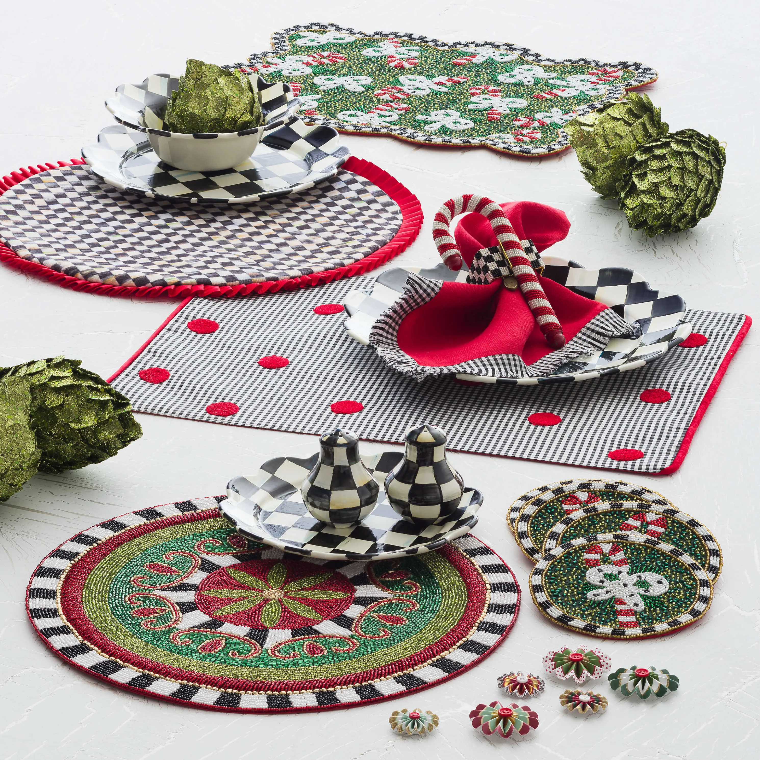 Courtly Check Enamel Salt & Pepper Shakers