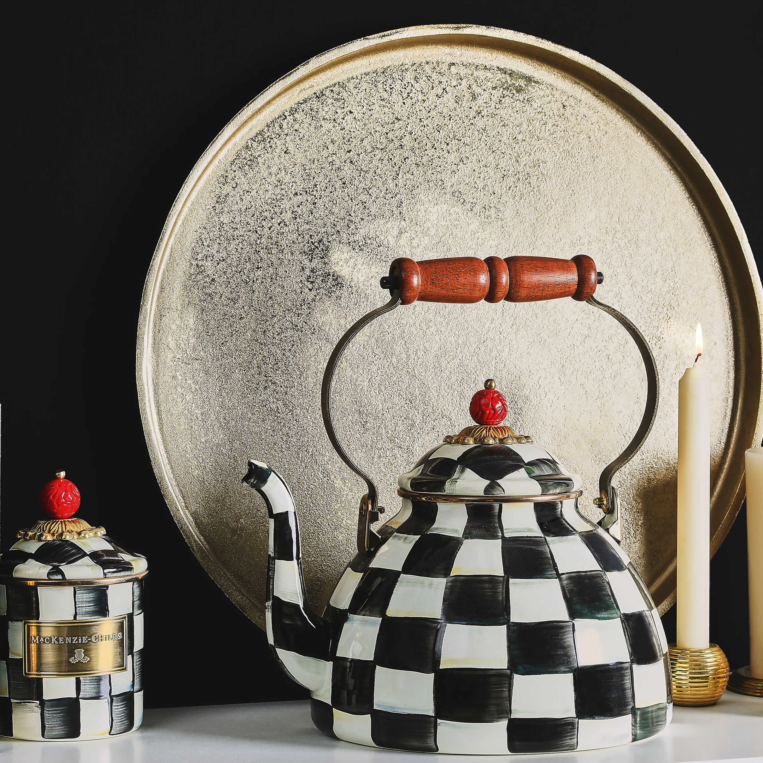 Courtly Check Enamel Canister - Demi