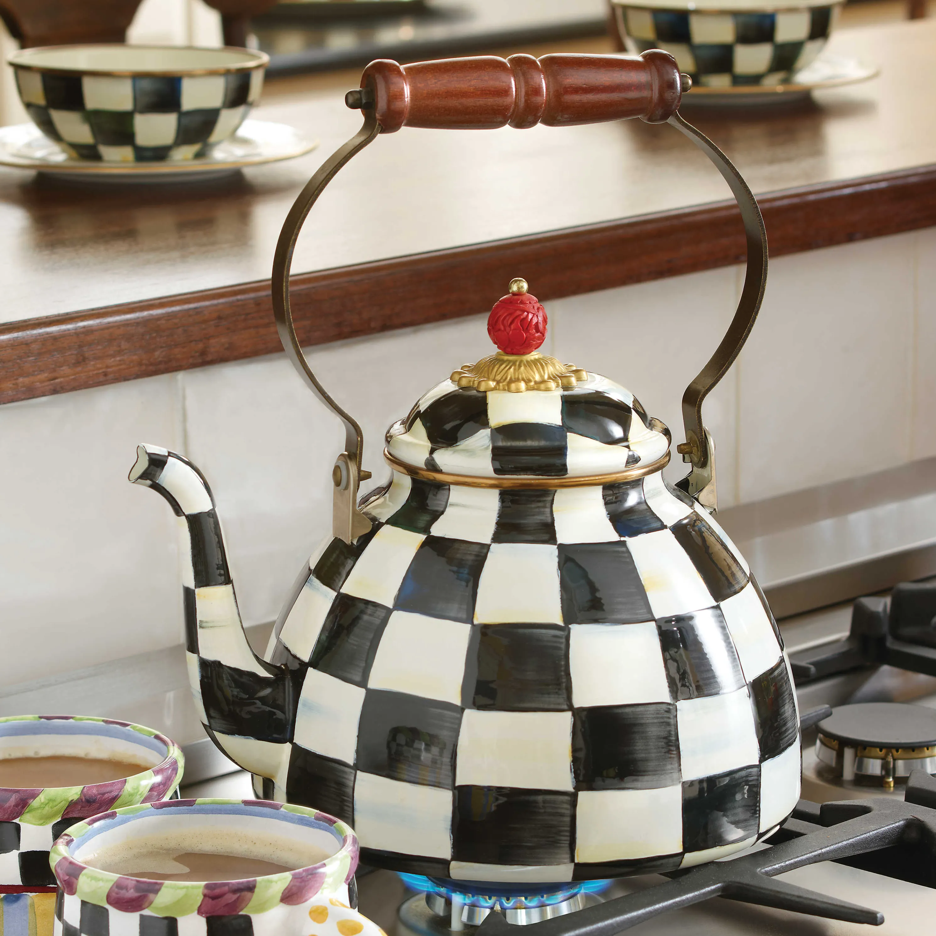Courtly Check Enamel Tea Kettle - 3 Quart