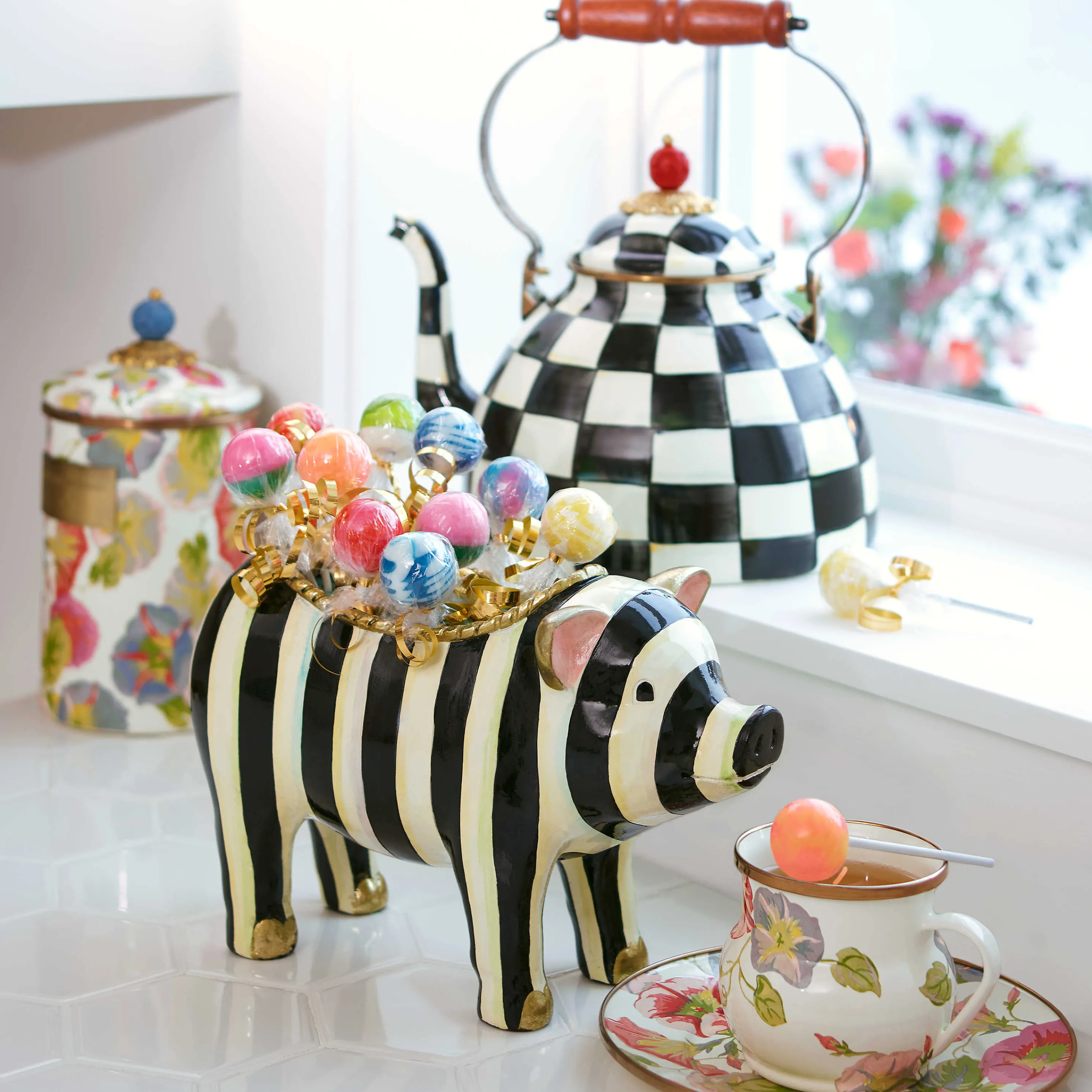 Courtly Check Enamel Tea Kettle - 3 Quart