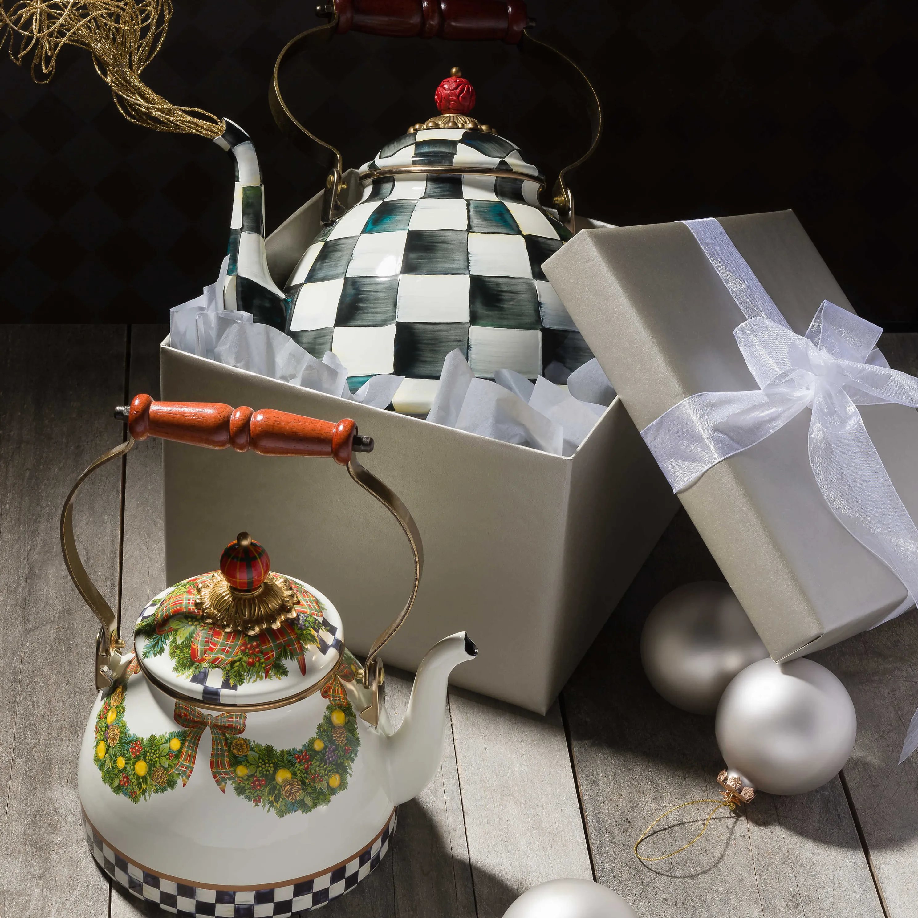 Courtly Check Enamel Tea Kettle - 3 Quart