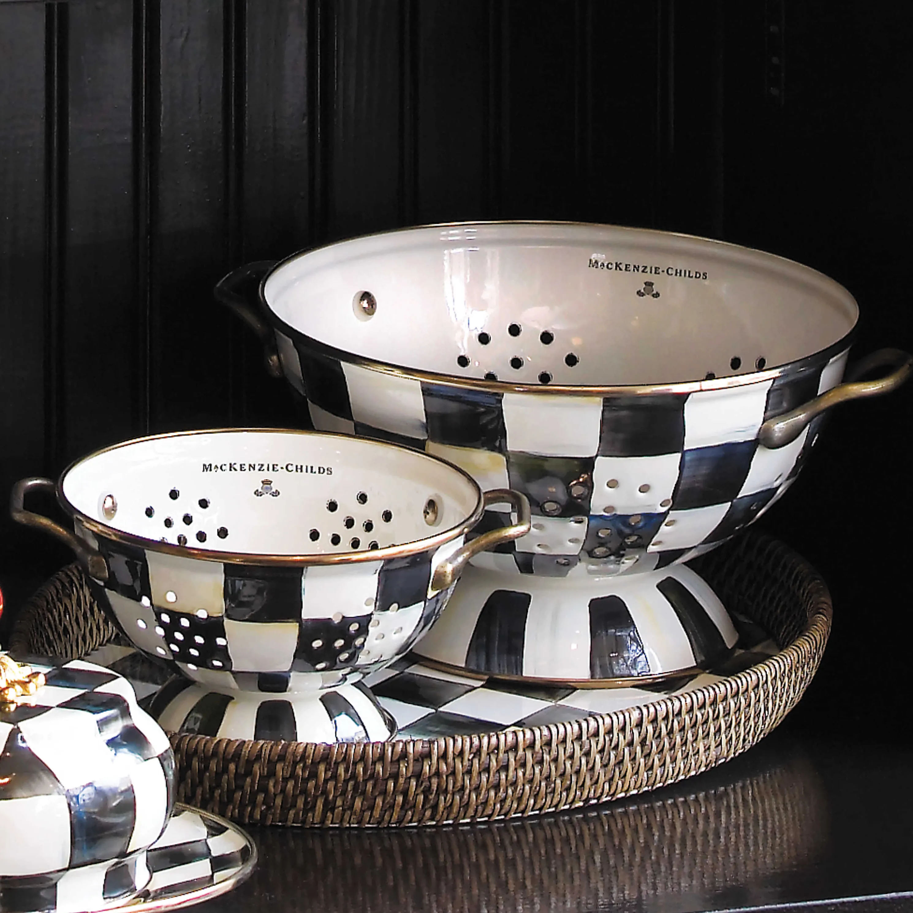 Courtly Check Enamel Colander - Large