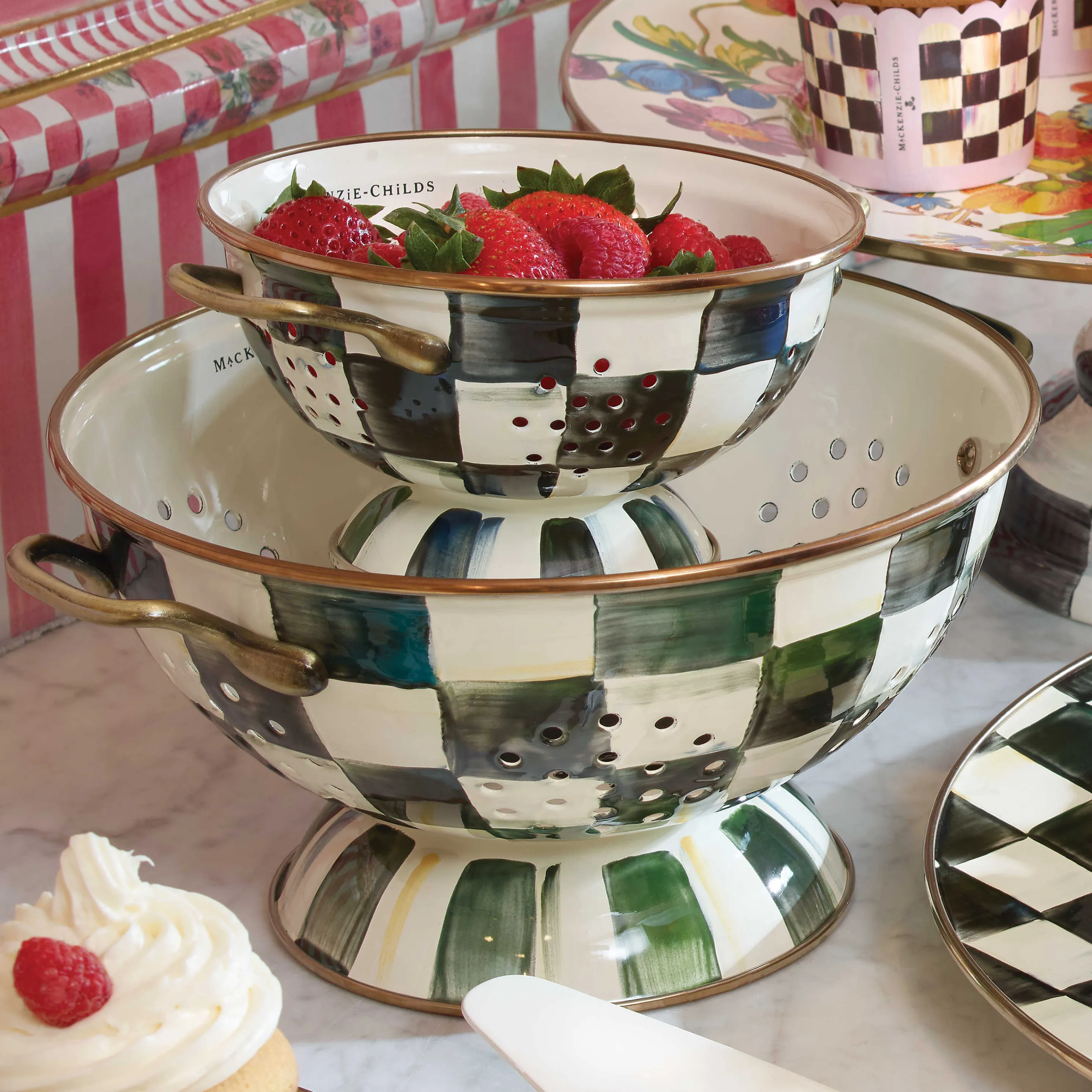 Courtly Check Enamel Colander - Large