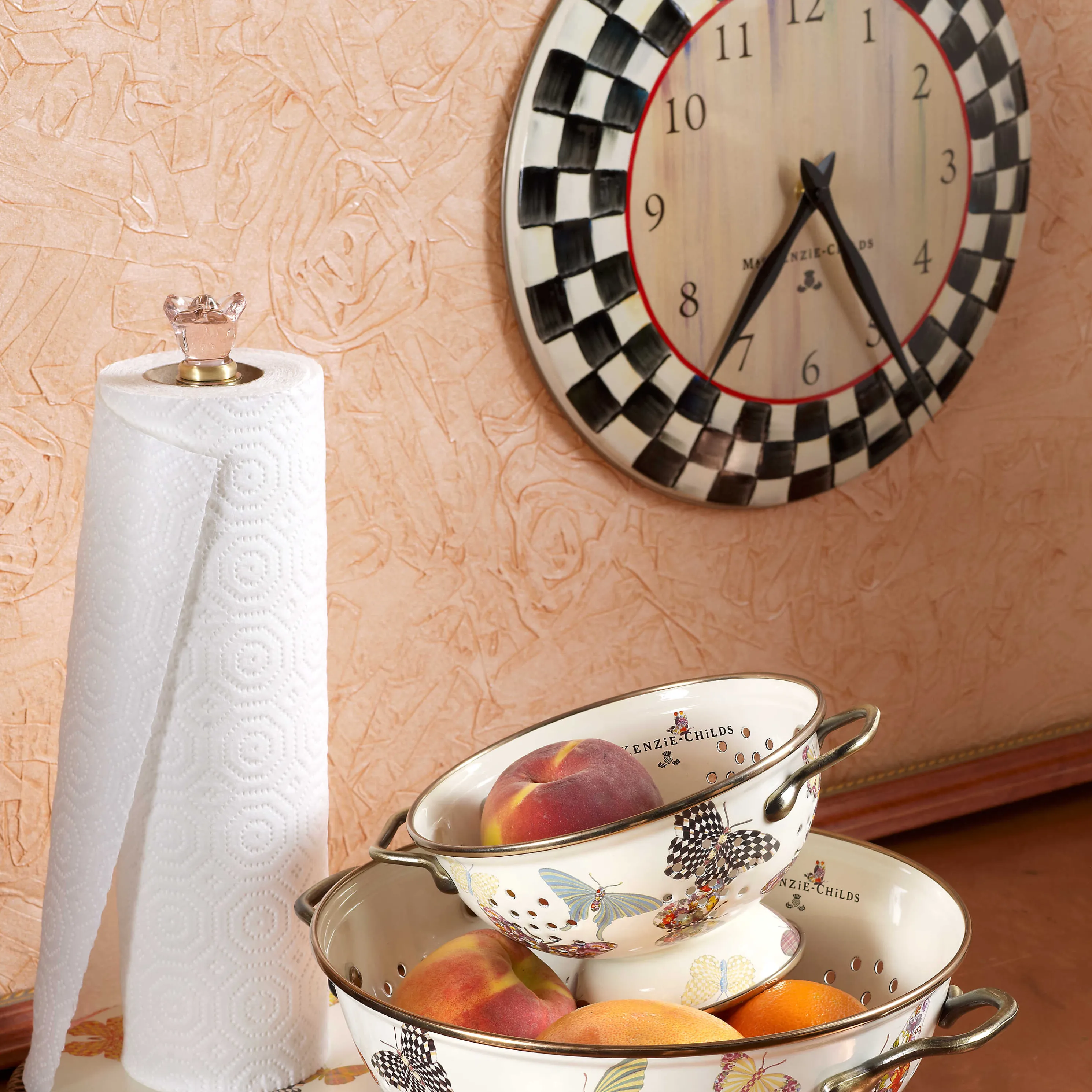 Courtly Check Enamel Clock