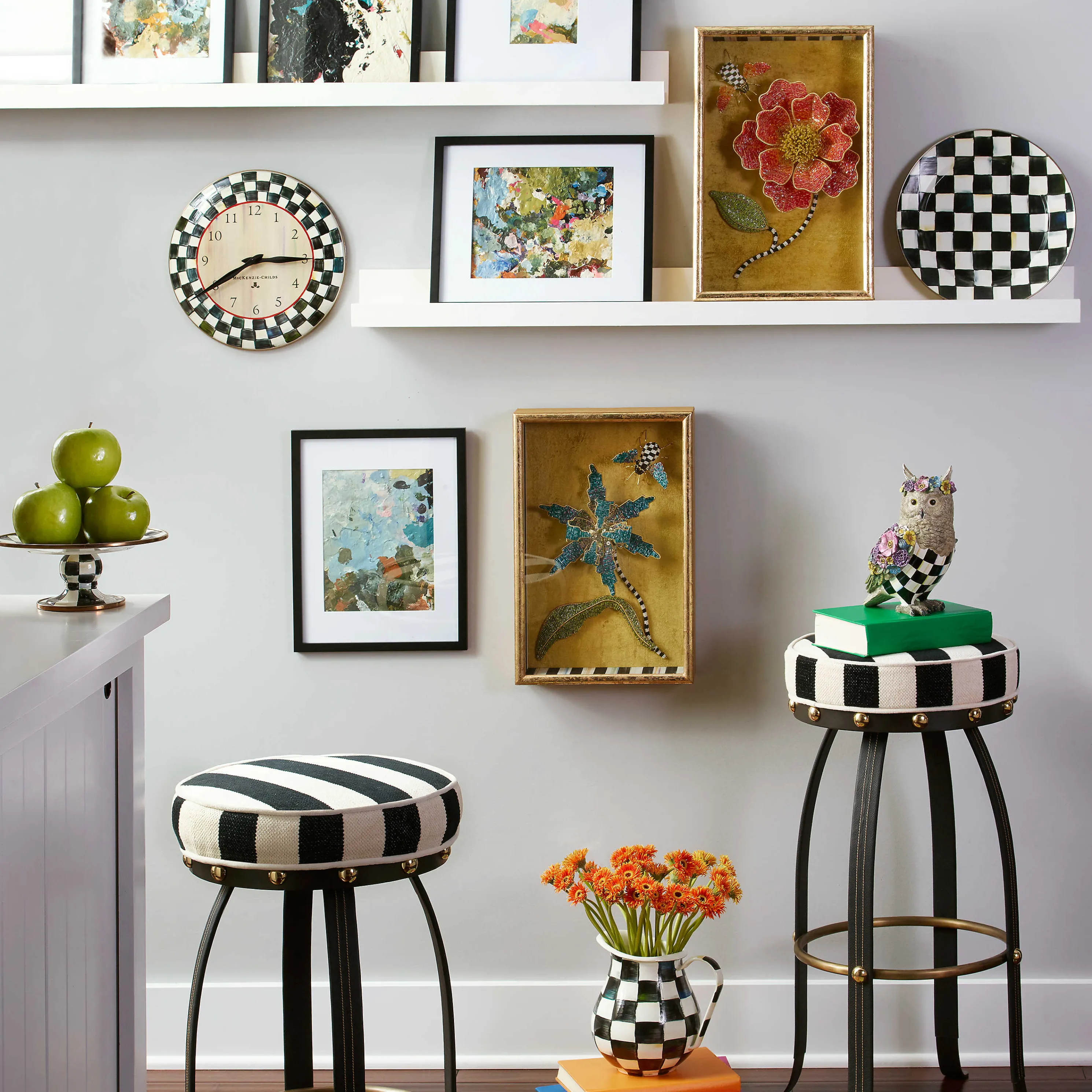 Courtly Check Enamel Clock