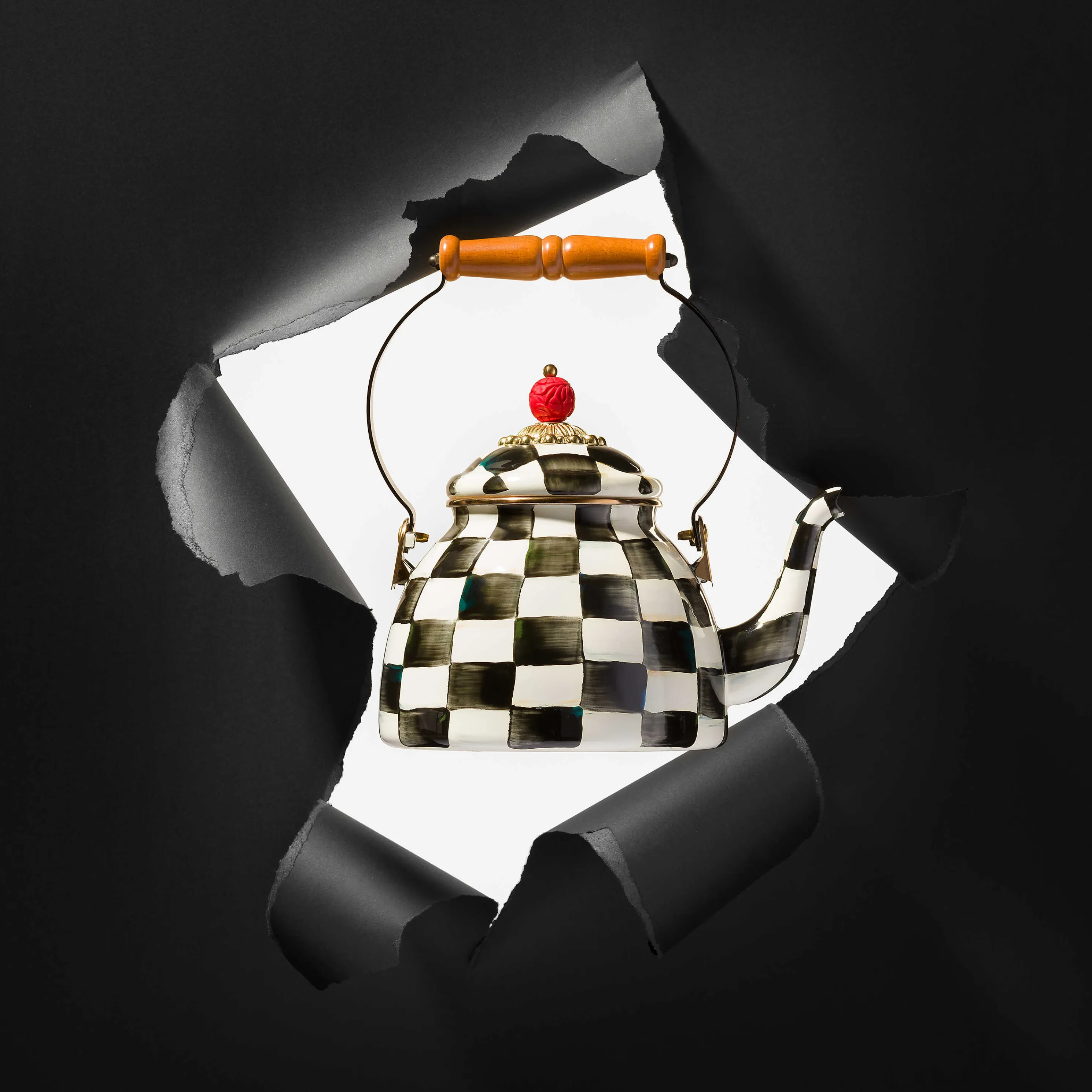 Courtly Check Enamel Tea Kettle - 2 Quart