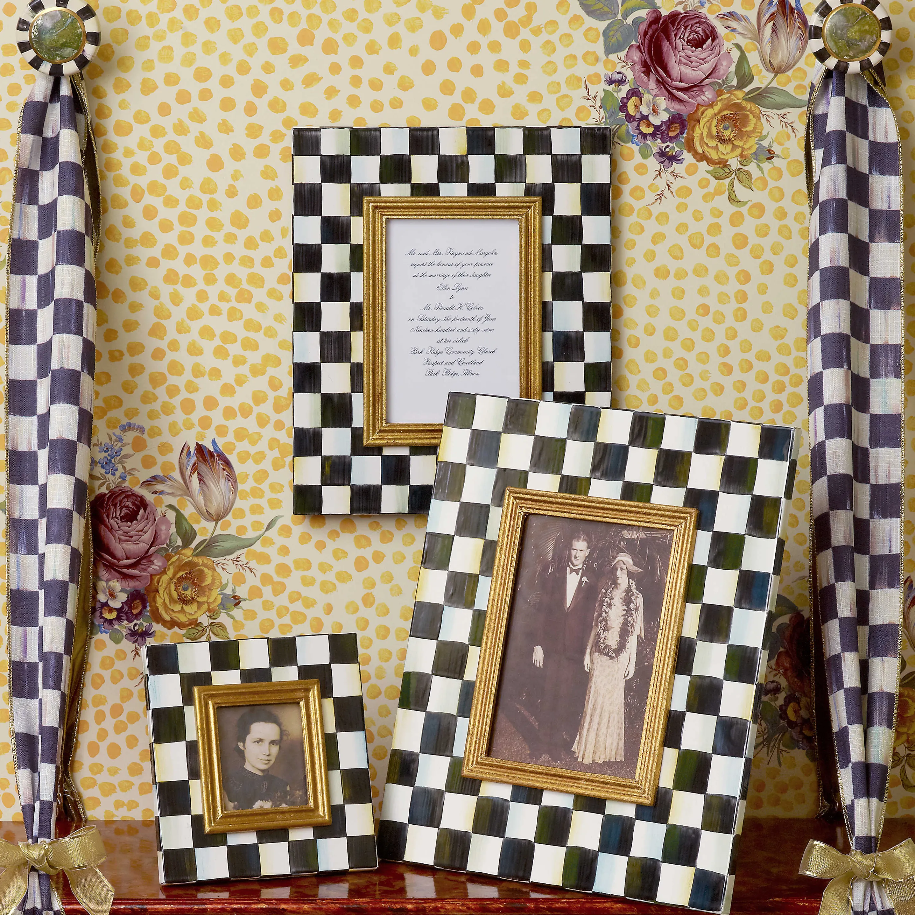 Courtly Check Enamel Frame - 2.5" X 3"