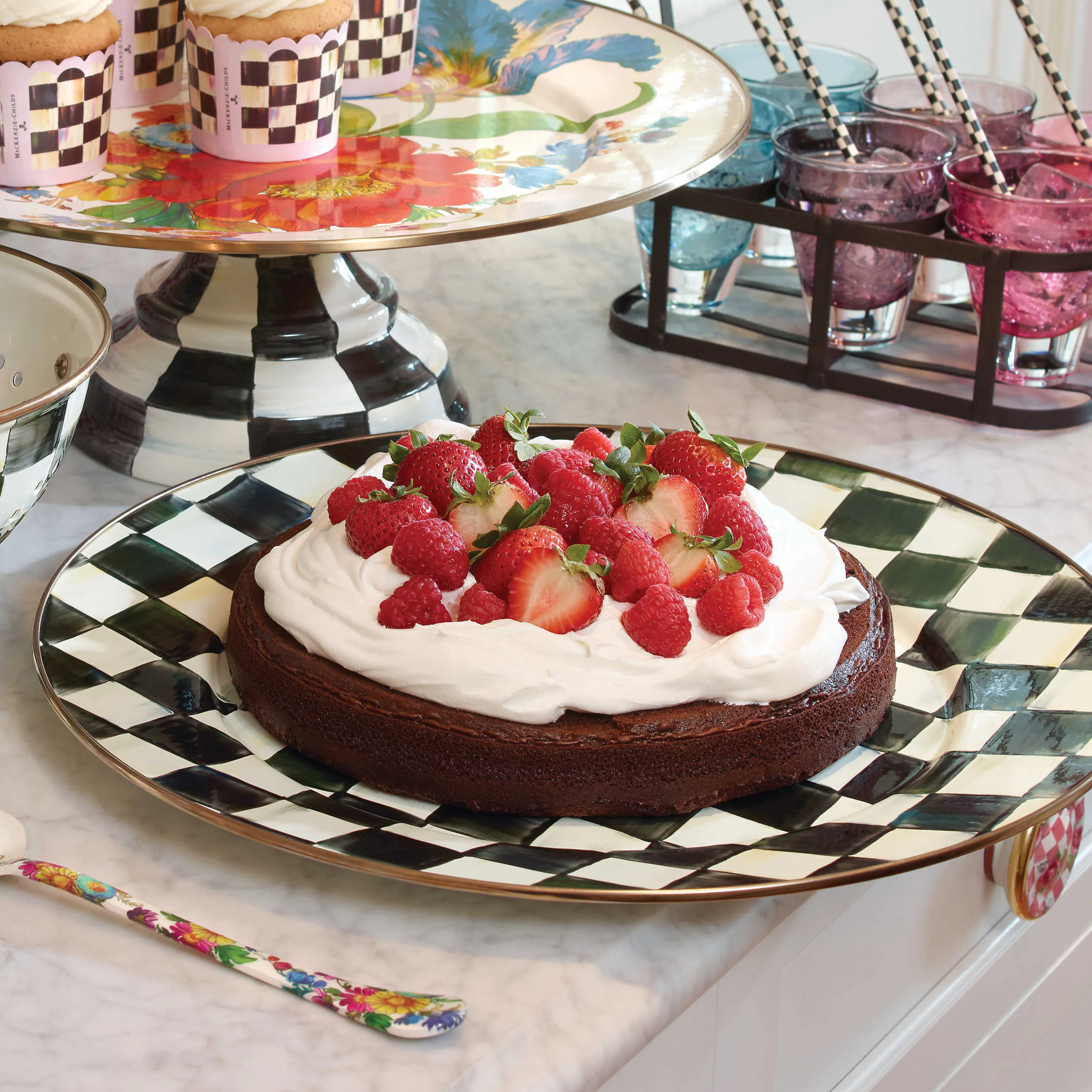 Courtly Check Enamel Serving Platter