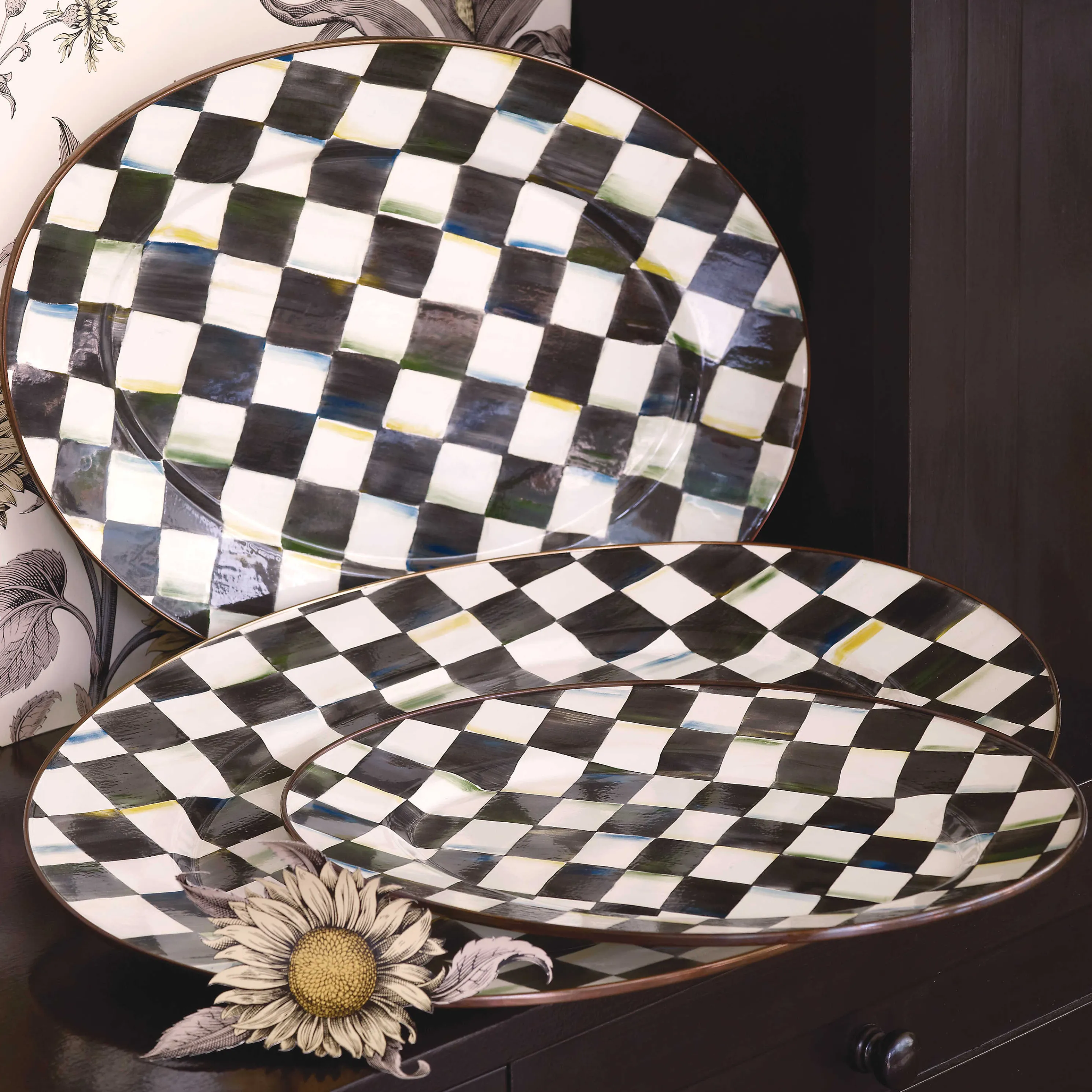 Courtly Check Enamel Oval Platter - Small