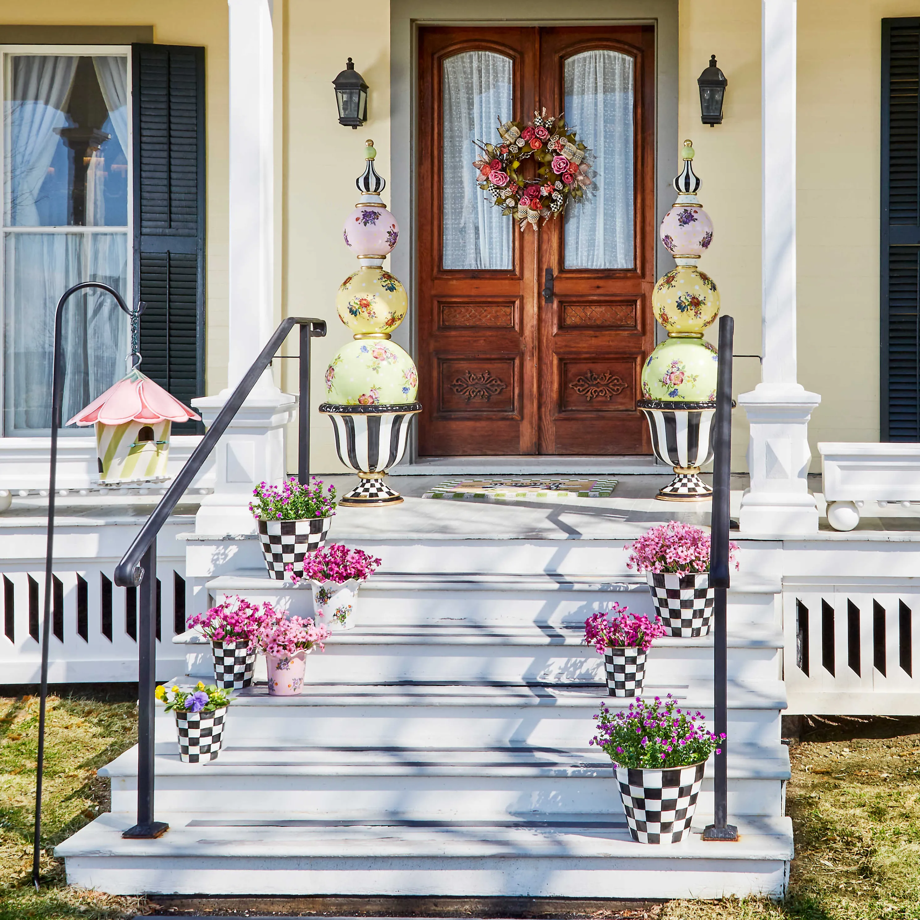 Courtly Check Enamel Garden Pot - Extra Large