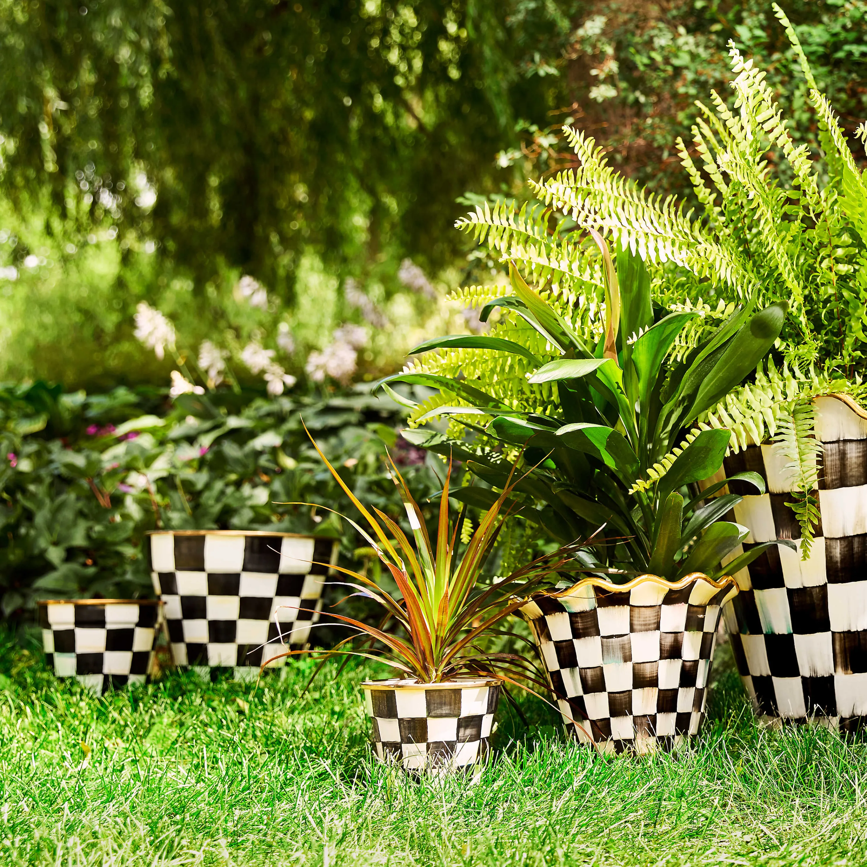 Courtly Check Enamel Garden Pot - Extra Large