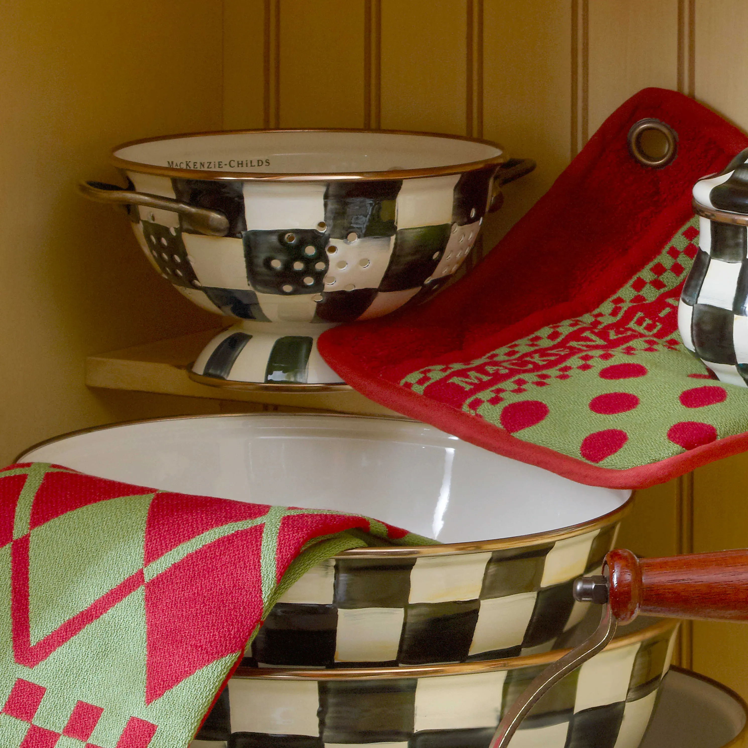 Courtly Check Enamel Colander - Small