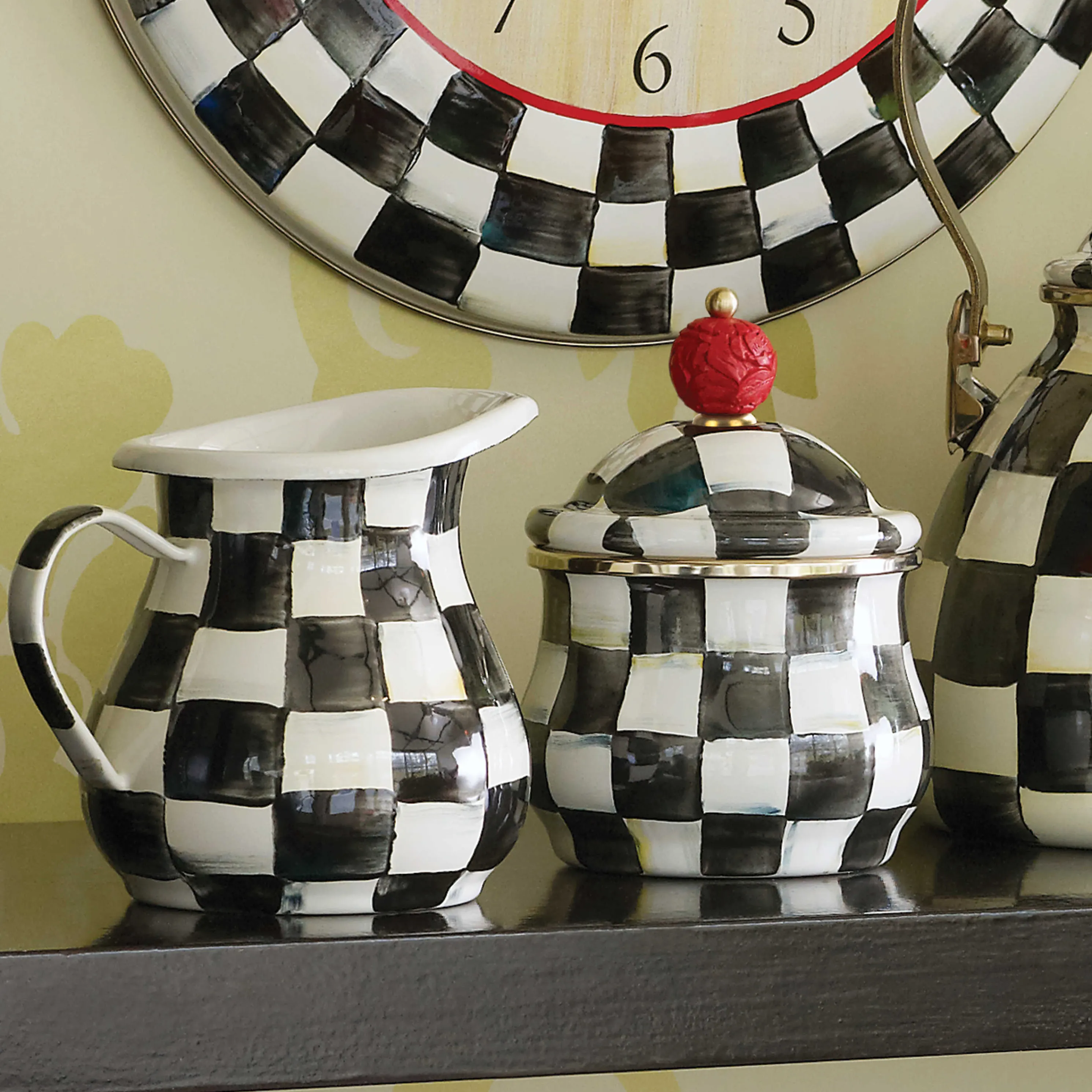 Courtly Check Enamel Lidded Sugar Bowl