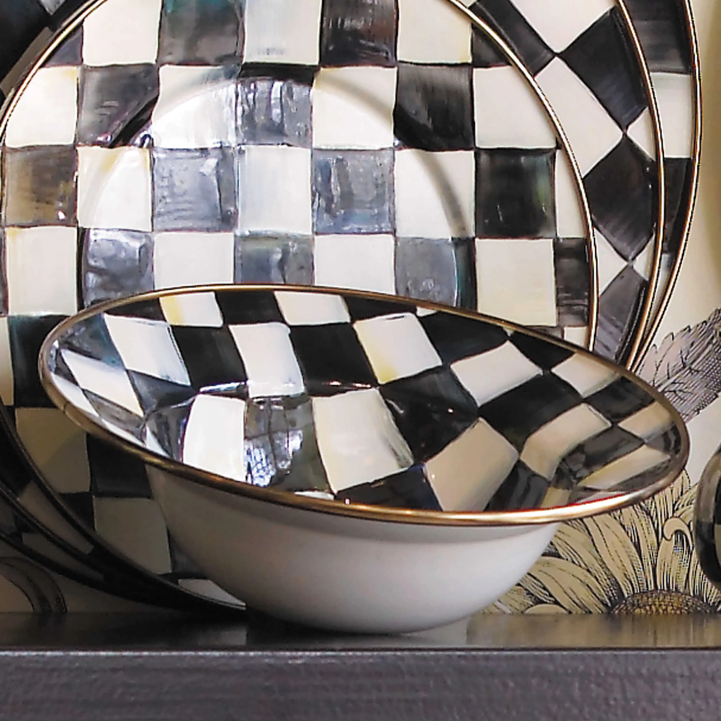 Courtly Check Enamel Breakfast Bowl