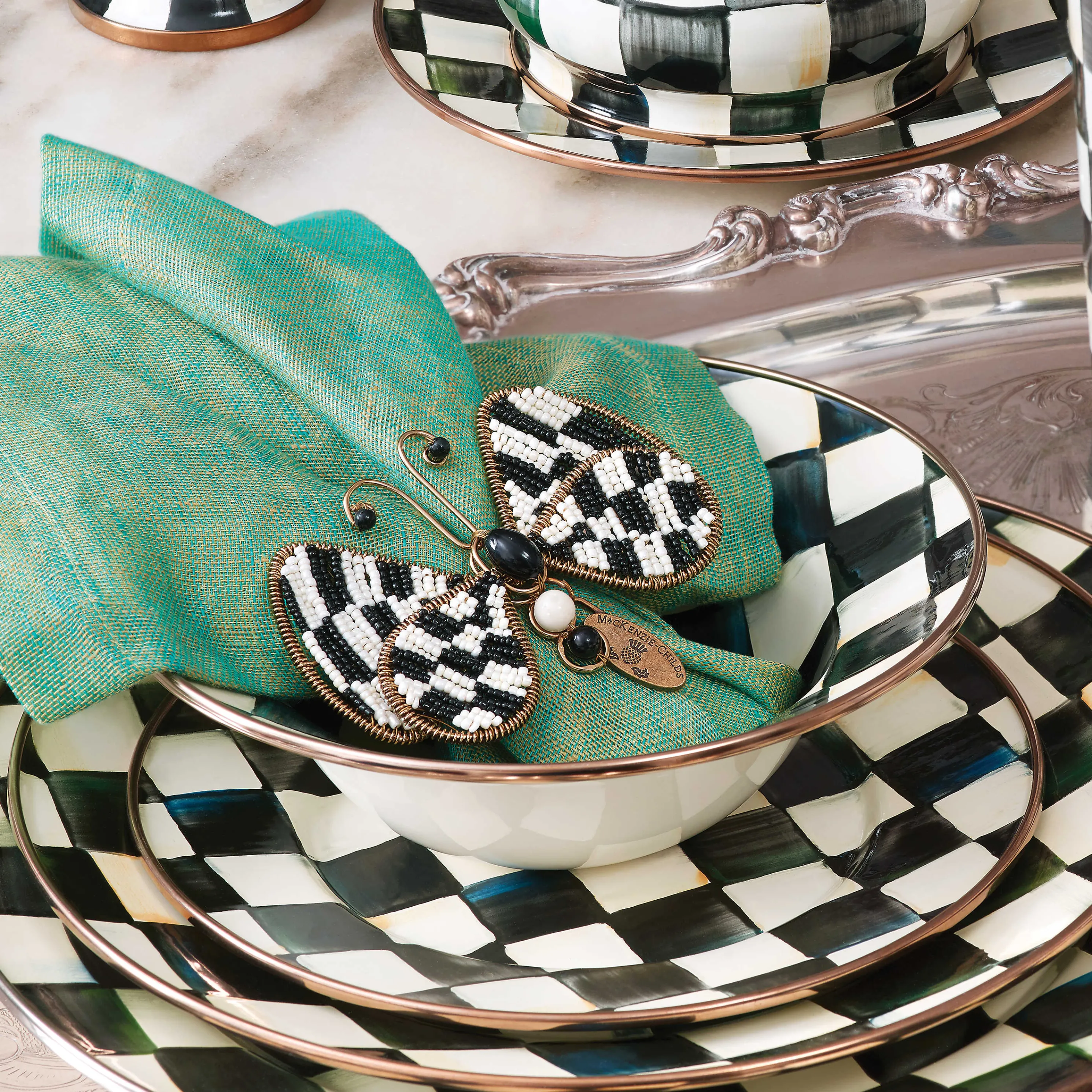 Courtly Check Enamel Breakfast Bowl