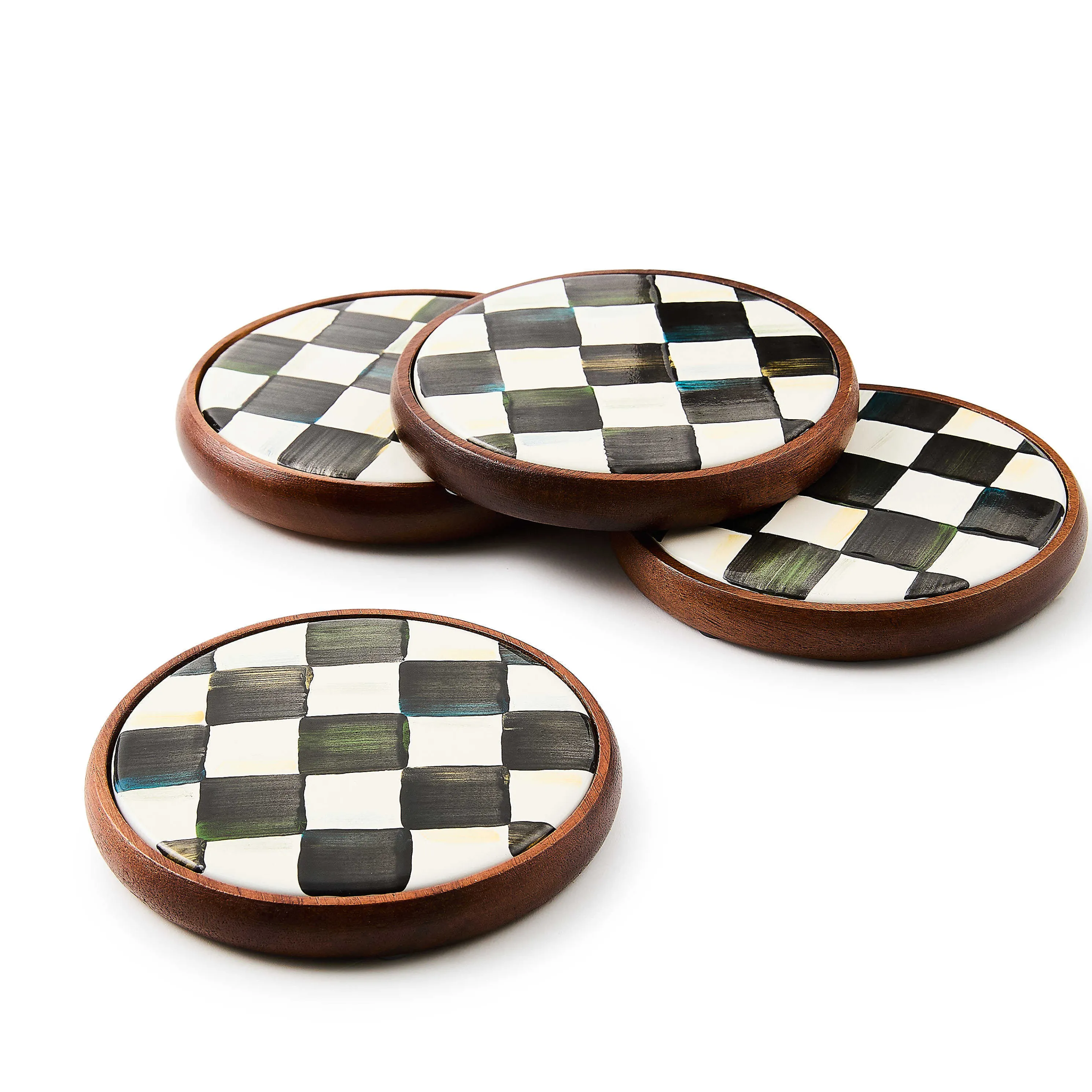 Courtly Check Enamel Coasters - Set Of 4