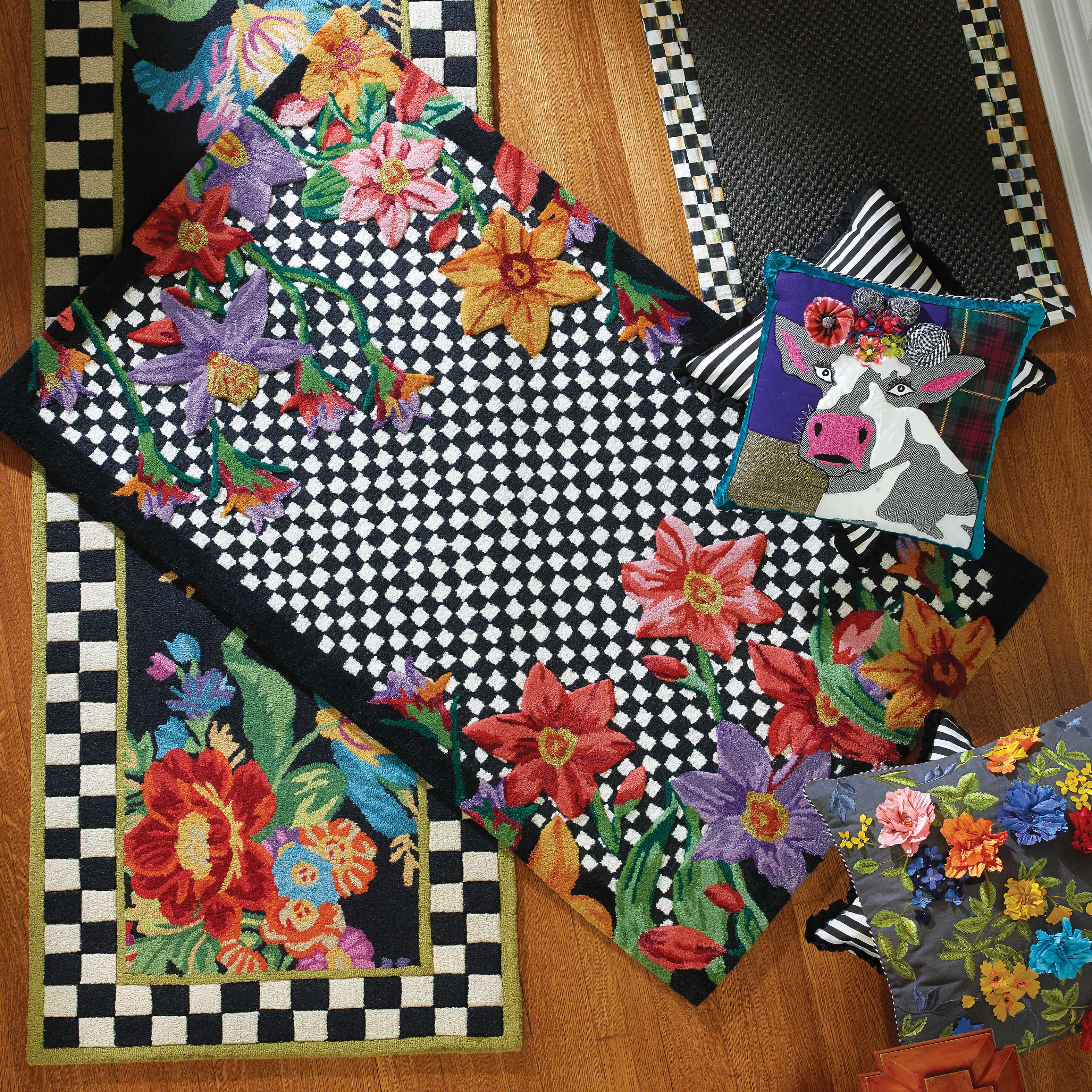 Courtly Check Ruffled Square Pillow