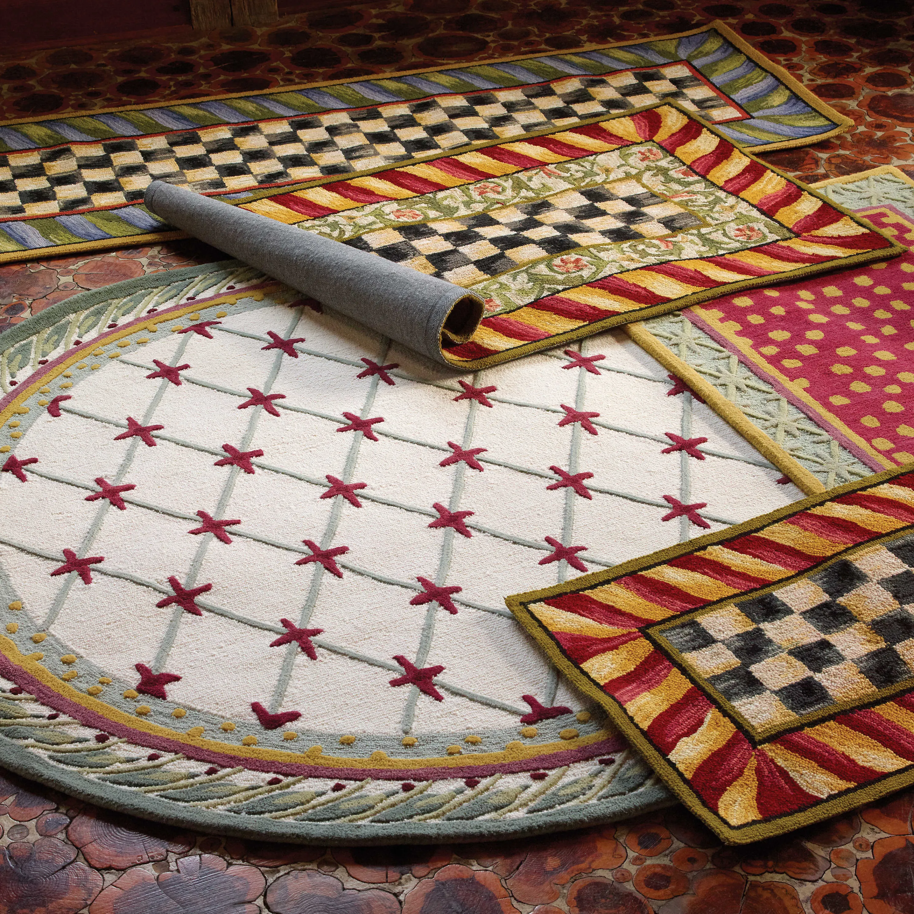 Courtly Check Rug - 2'6" X 8' Runner - Purple & Green