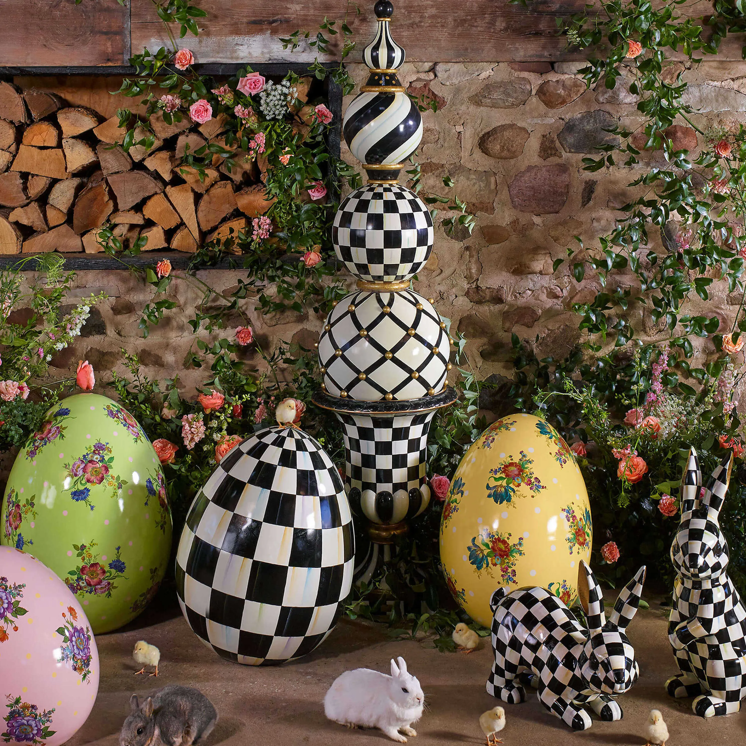 Courtly Check Trophy Bunnies - Set Of 2